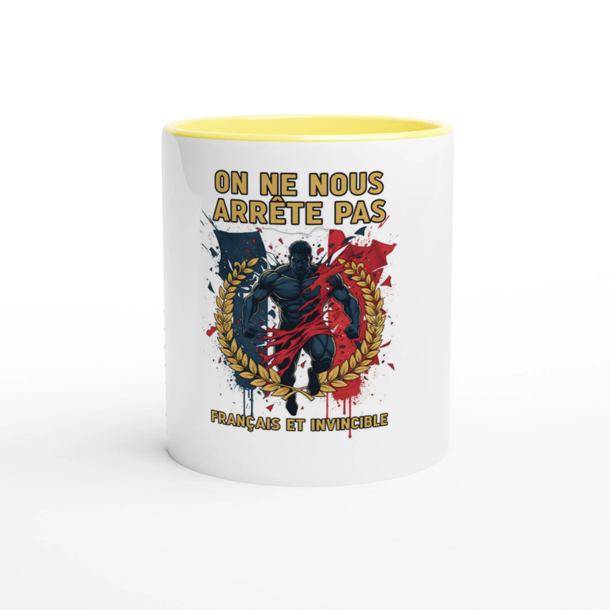 Mug en céramique on nous arrête pas blanche 325 ml (11 oz) avec intérieur coloré