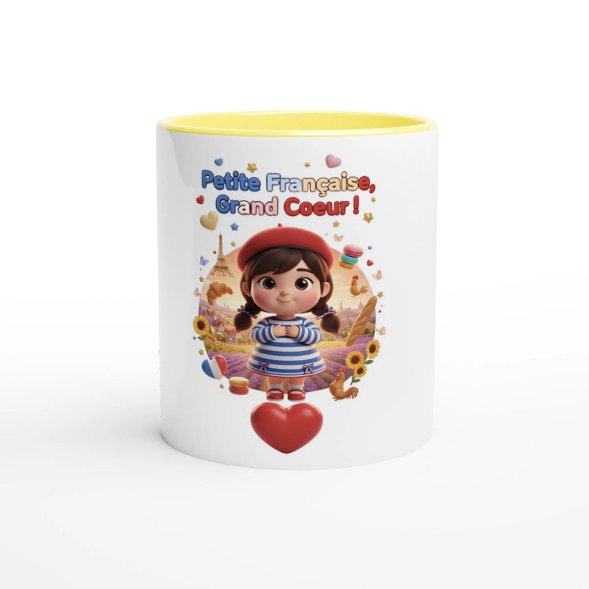 Mug en céramique Française au grand cœur de 325 ml (11 oz)