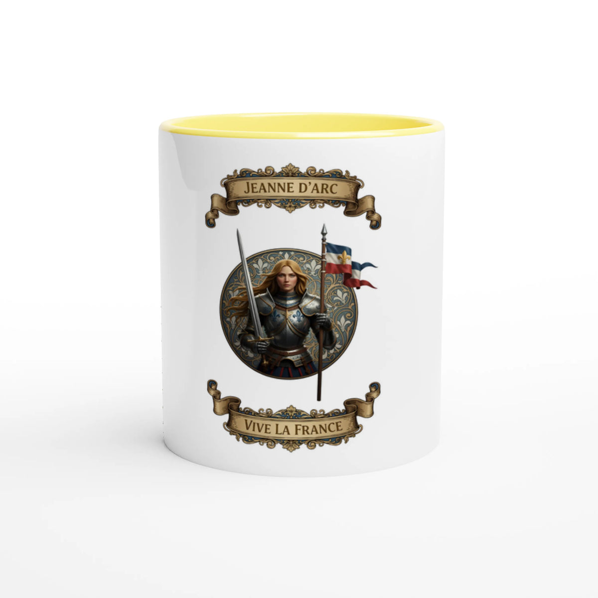 Mug en céramique jeanne d'arc blanche 325 ml (11 oz) avec intérieur coloré