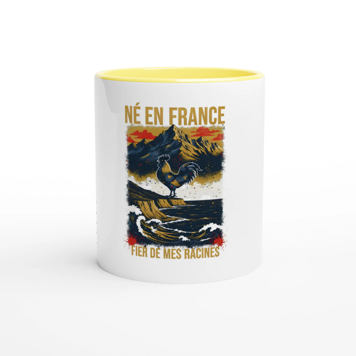 Mug en céramique né en France blanche 325 ml (11 oz) avec intérieur coloré