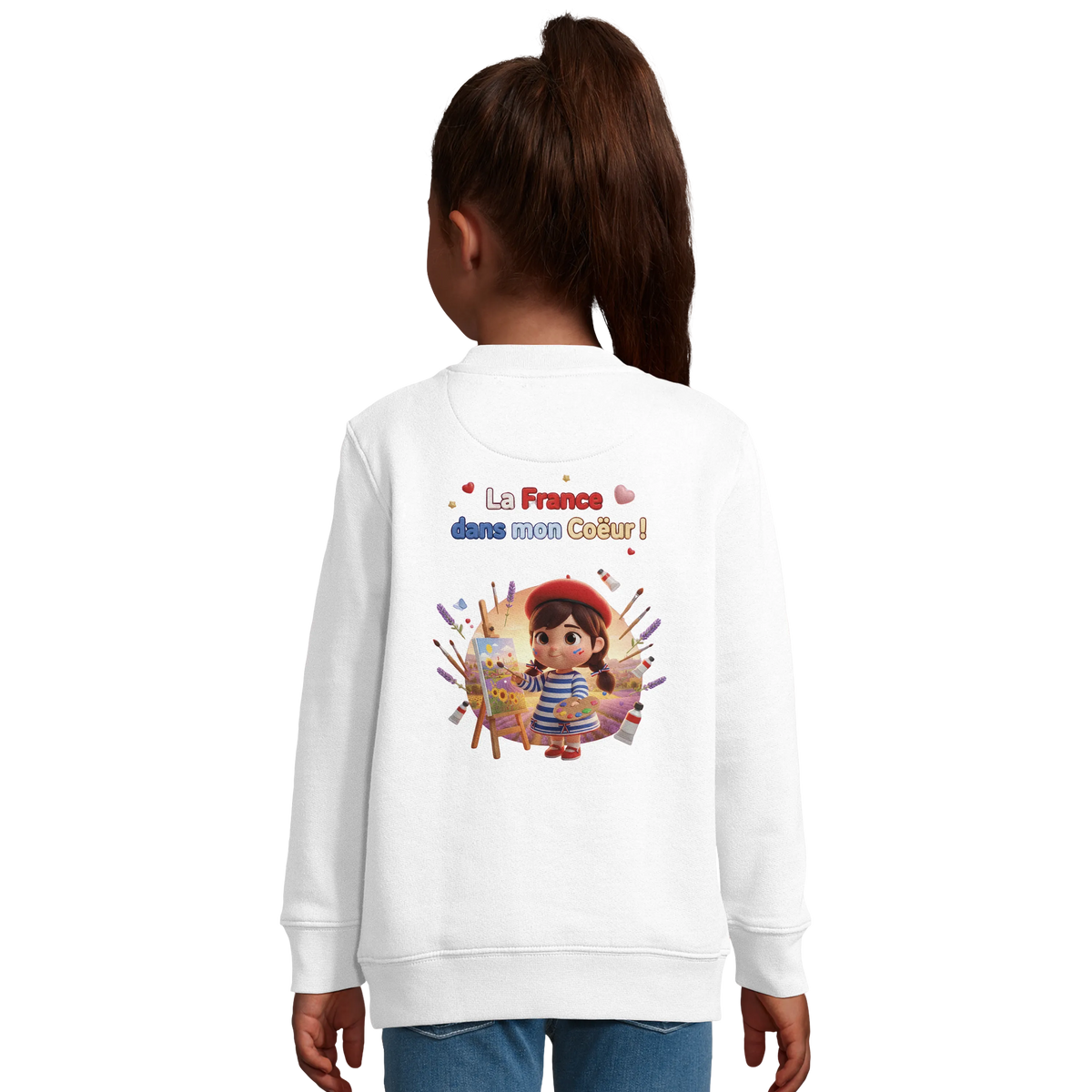 Sudadera niña estilo-francés Francia en mi corazón mezcla reciclada | SOL'S Columbia Kids 04239