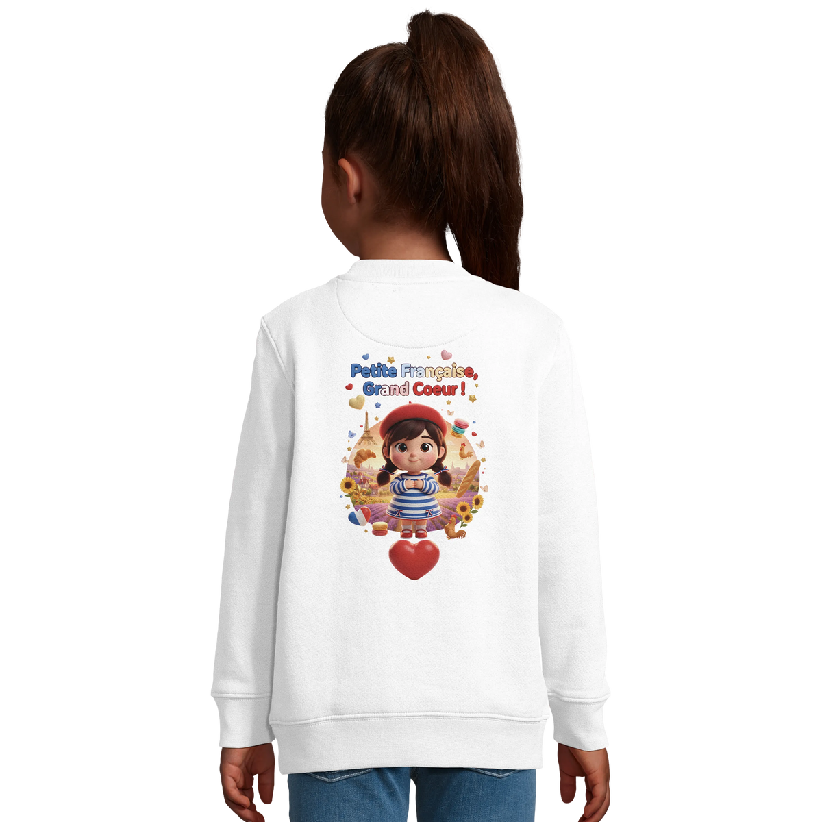 Sweat-shirt Fille 'Petite Française Grand Cœur' - Coton Bio & Recyclé