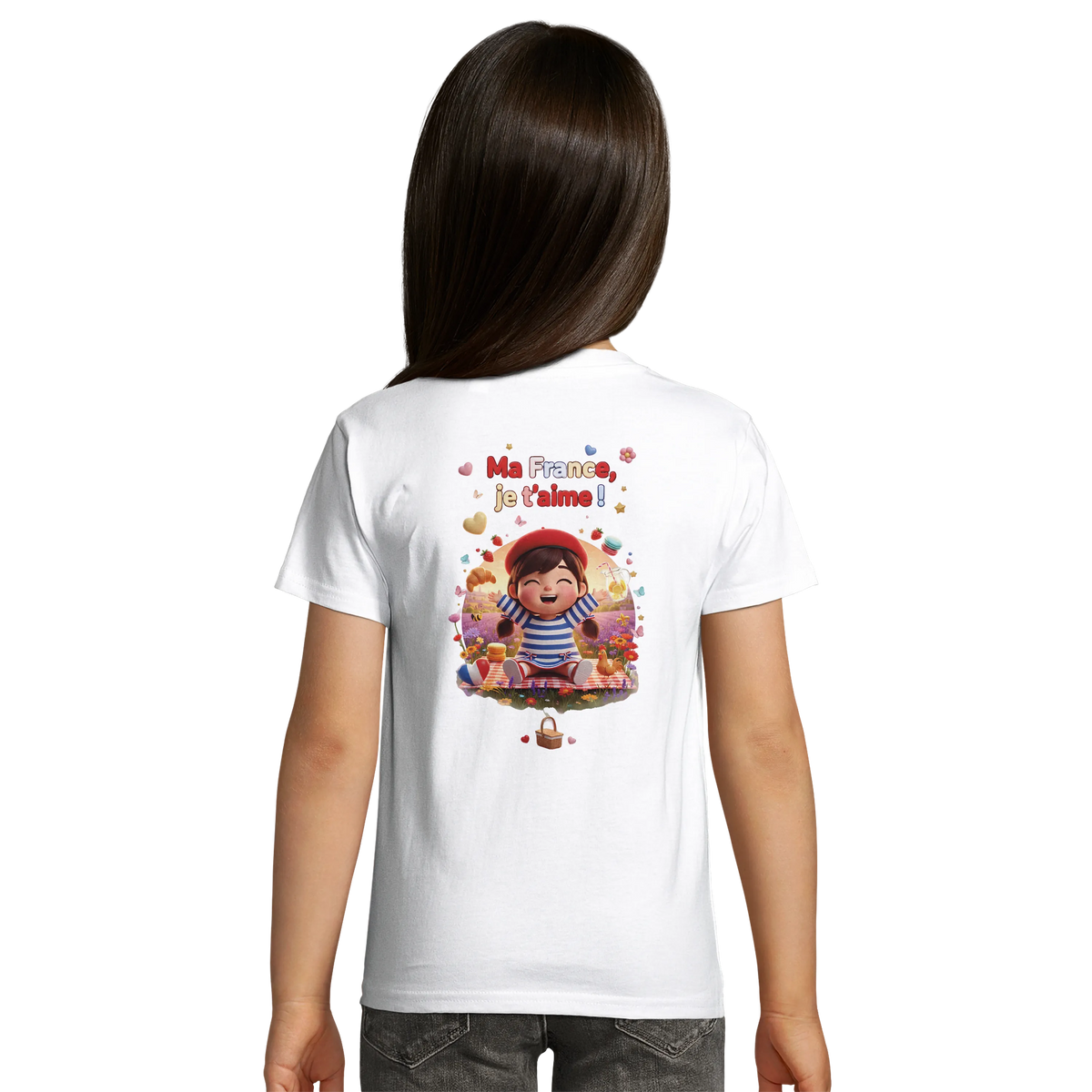 T-shirt Fille « Ma France je t'aime » - Coton Bio Premium