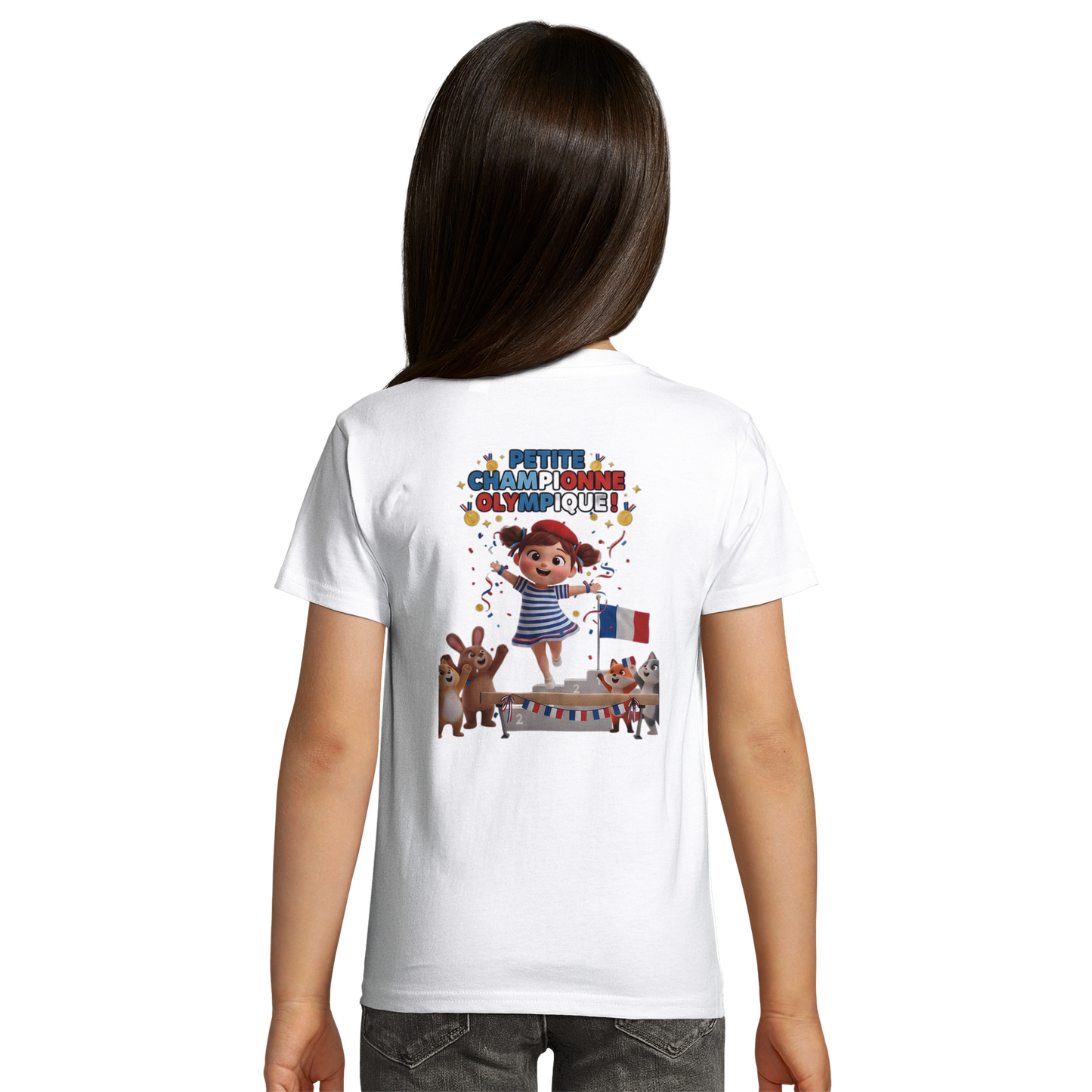 T-Shirt Fille Petite Championne Olympique – Coton Bio Premium