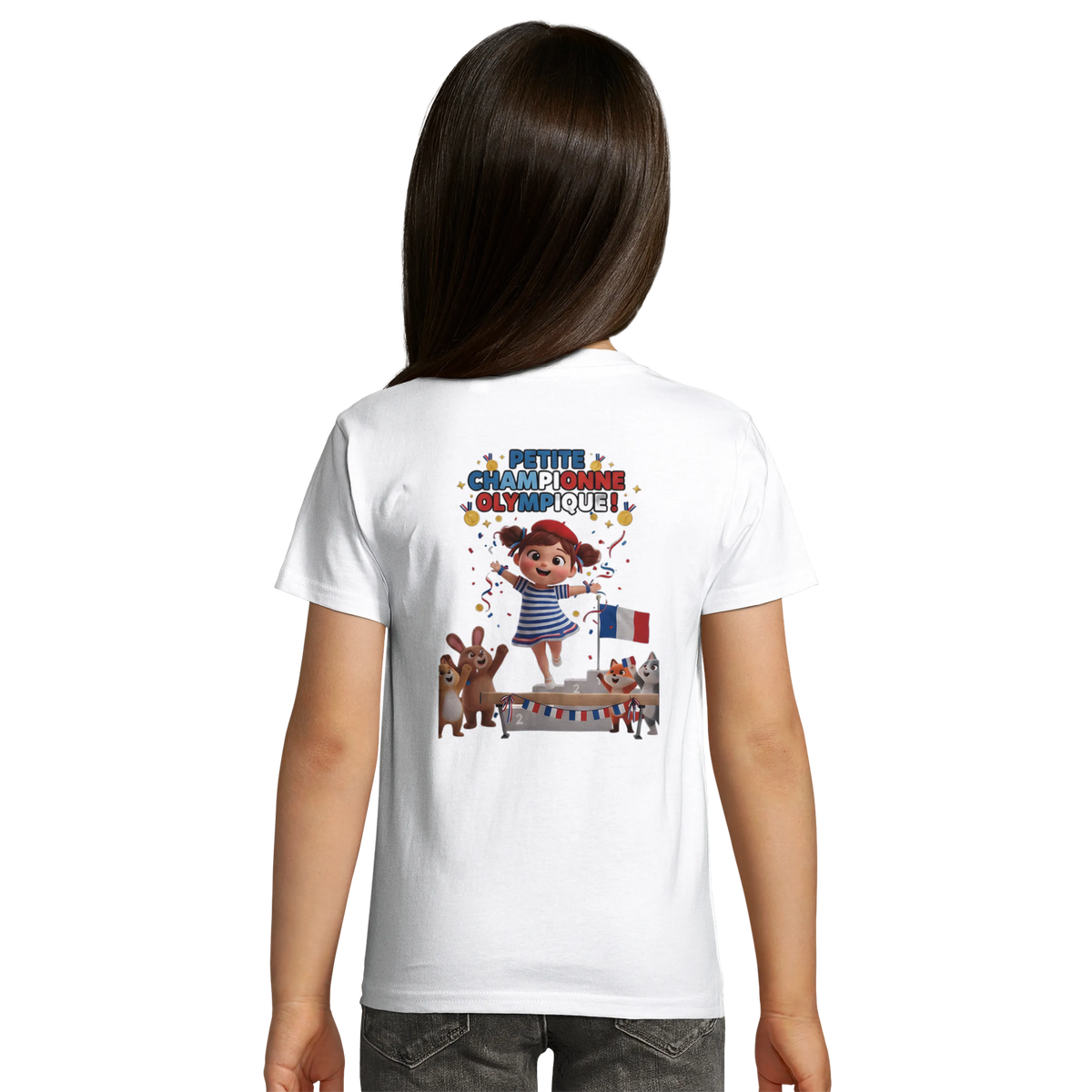 T-Shirt Fille Petite Championne Olympique – Coton Bio Premium