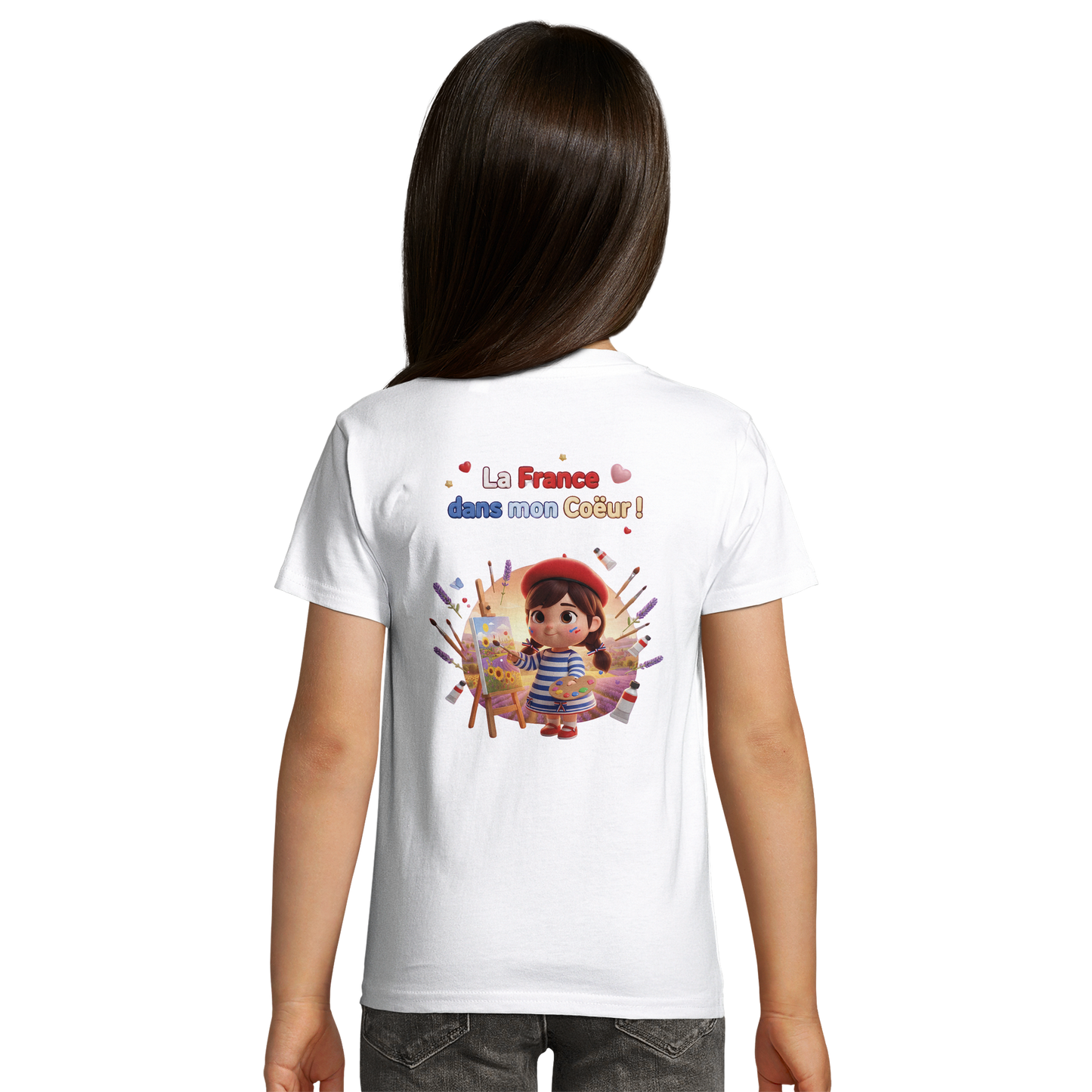 T-Shirt fille La France Dans Mon Cœur – Coton Bio Premium