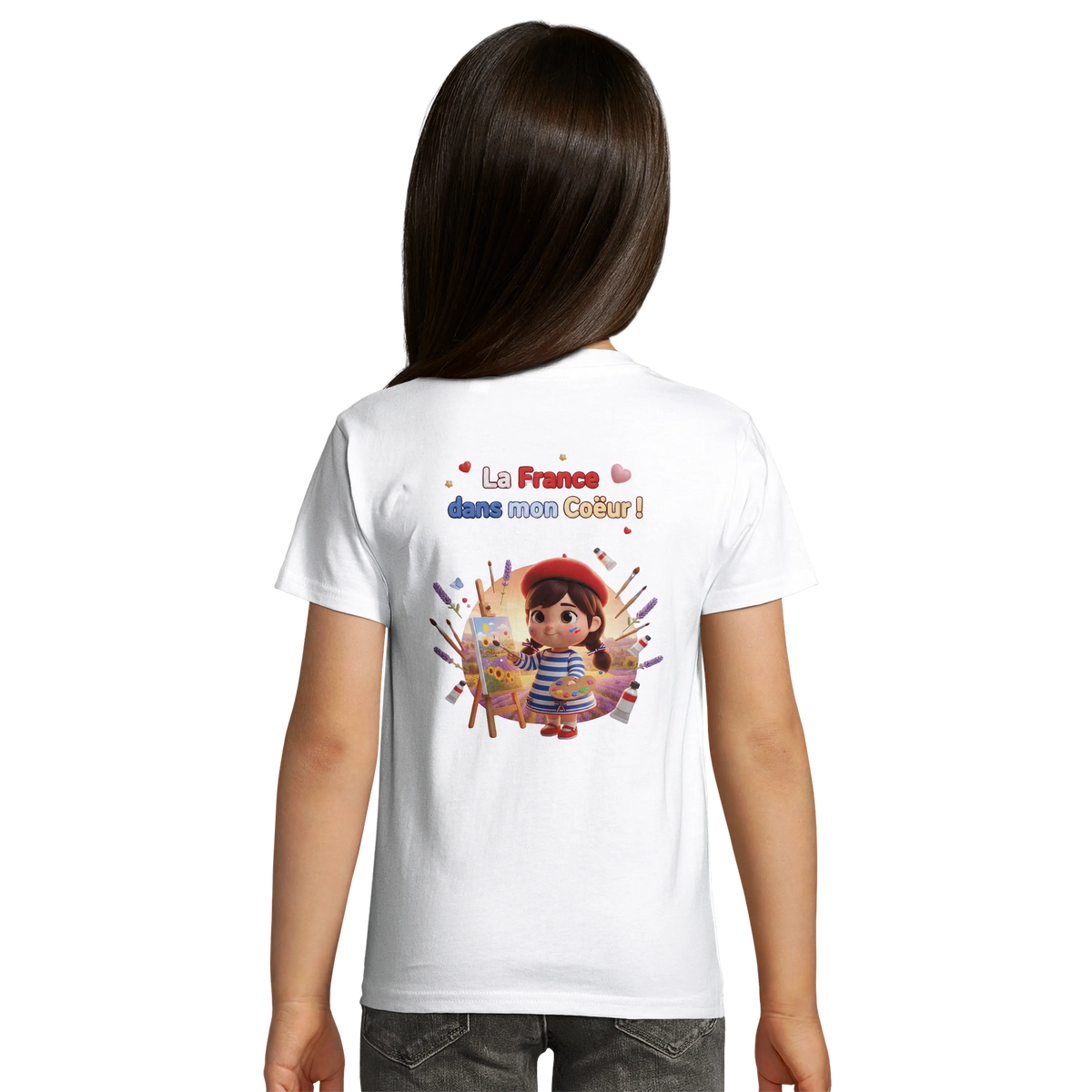 T-Shirt fille La France Dans Mon Cœur – Coton Bio Premium