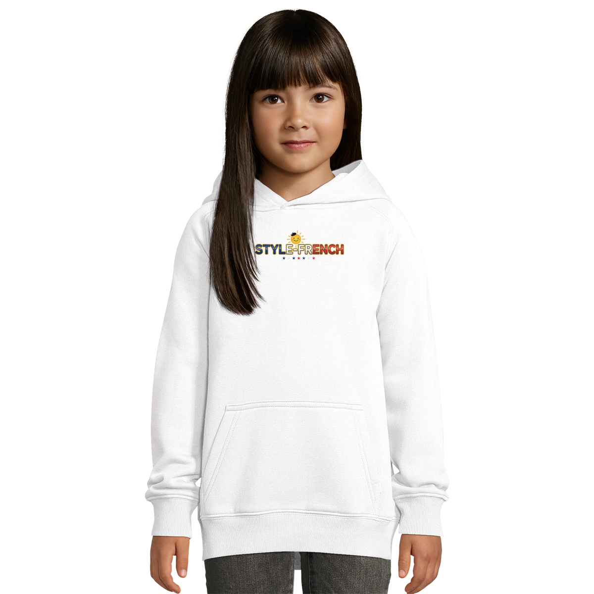 Sweat à Capuche fille- Design La France dans mon Cœur - Coton Bio