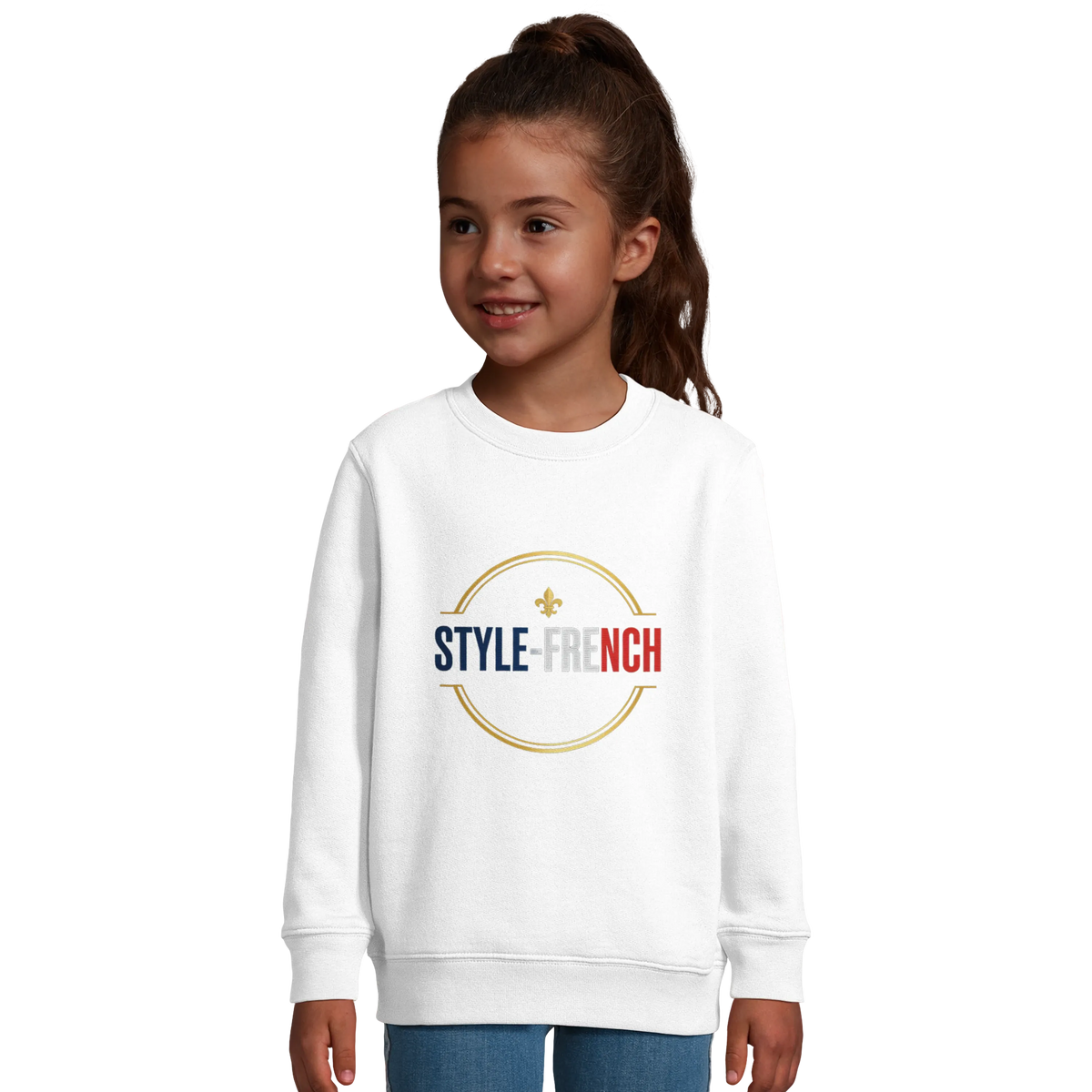 Sweatshirt im französischen Stil für kleine Chefinnen mit großem Talent, aus recyceltem Mischgewebe | SOL'S Columbia Kids 04239