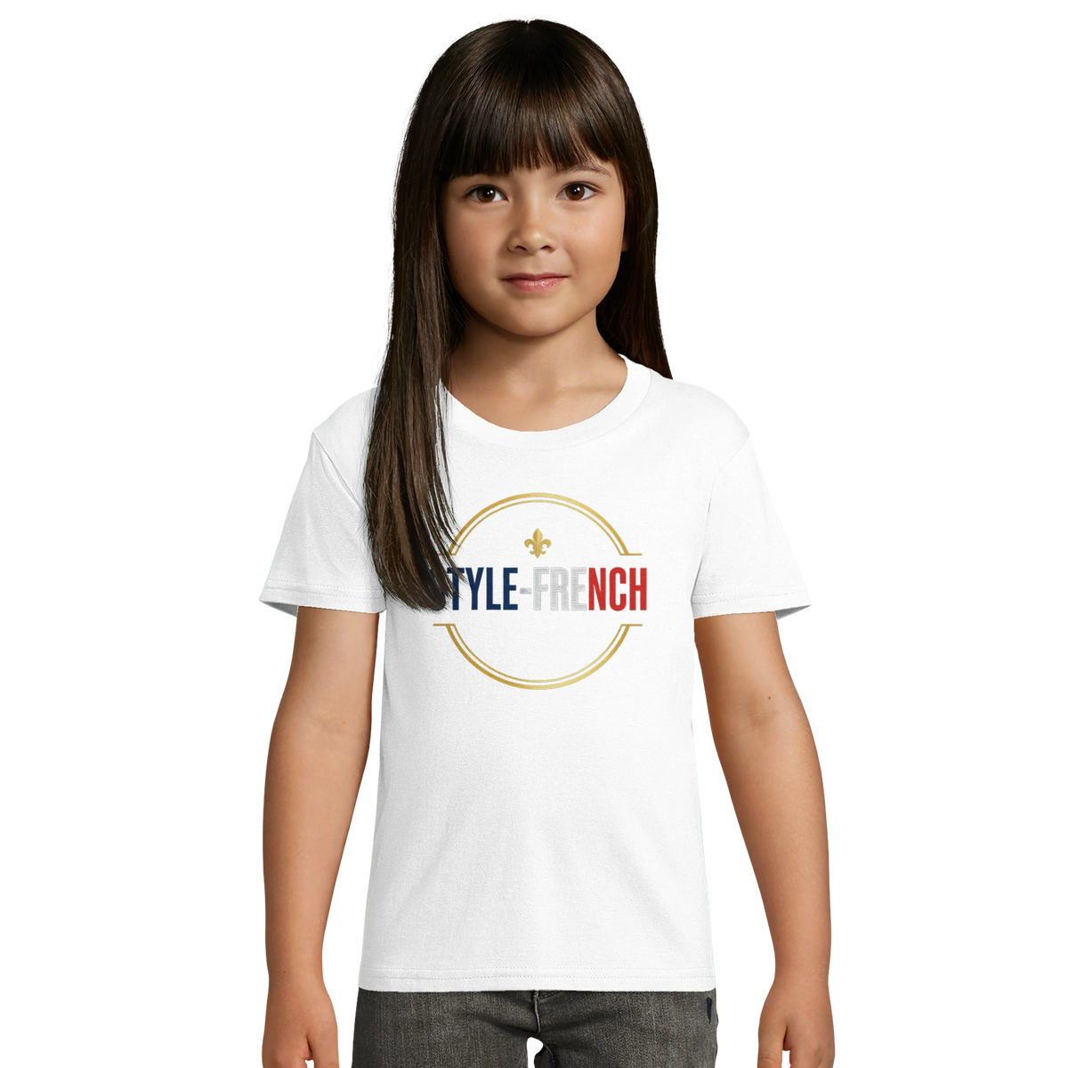 T-Shirt Fille Française au Grand Cœur – 100% Coton Bio