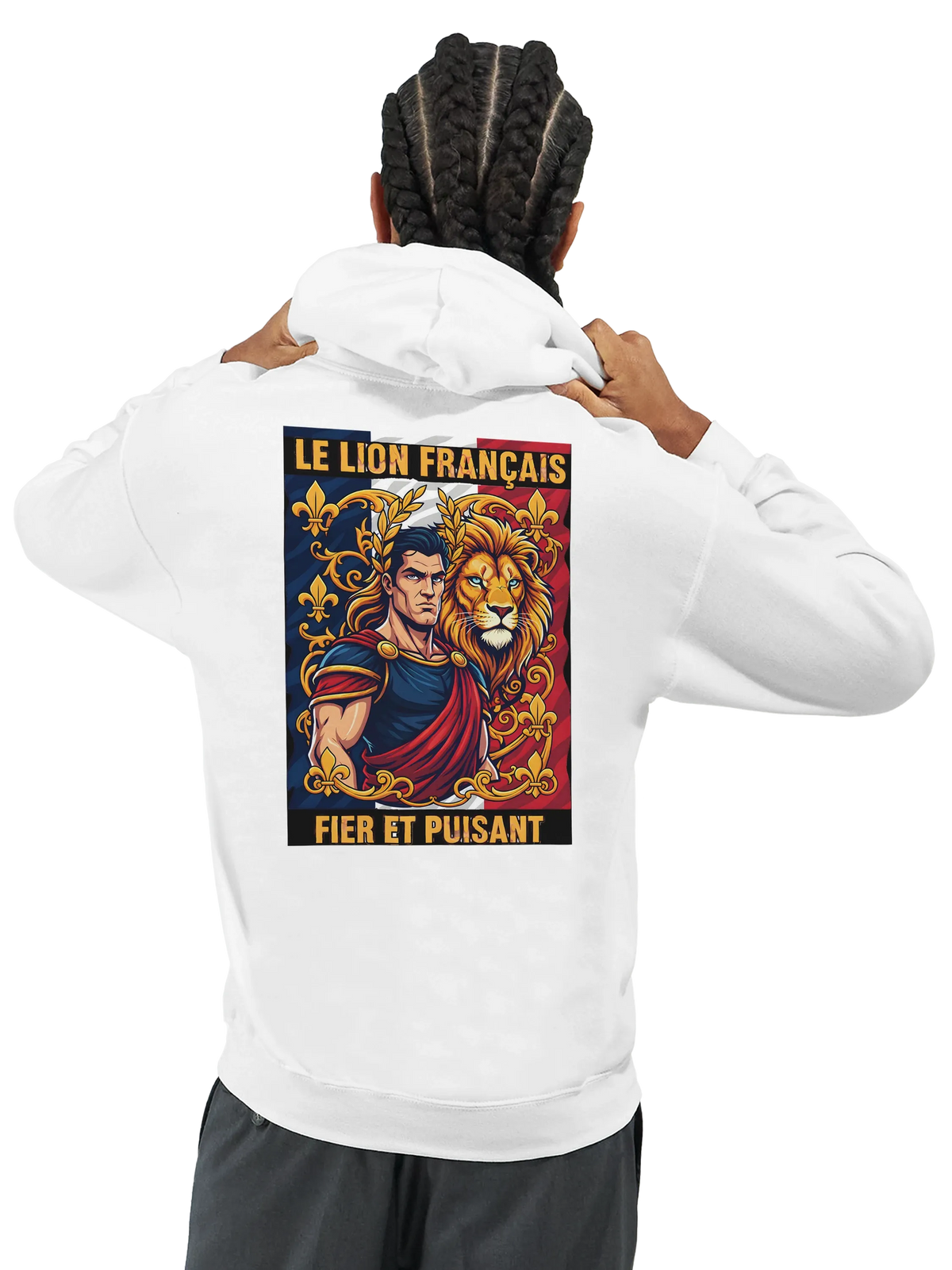 Sweat à capuche homme motif Lion Fort – Hoodie épais et confortable