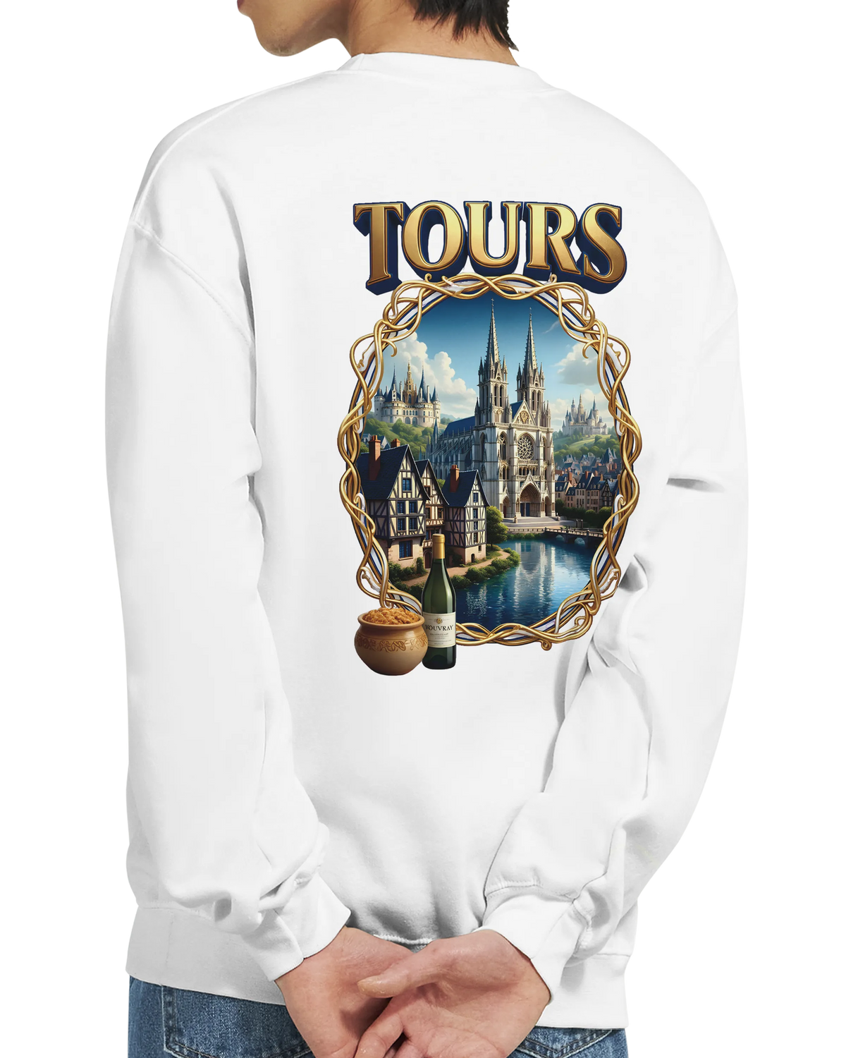 Unisex-Sweatshirt Tours klassische französische Stadt Rundhals | Gildan® 18000