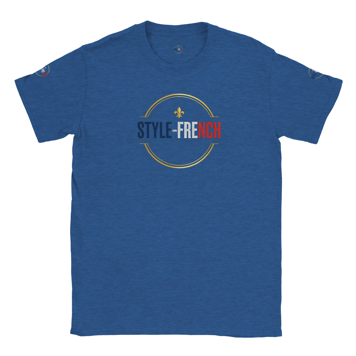 T-shirt homme coton doux haute définition en bleu avec impression STYLE-FRENCH.