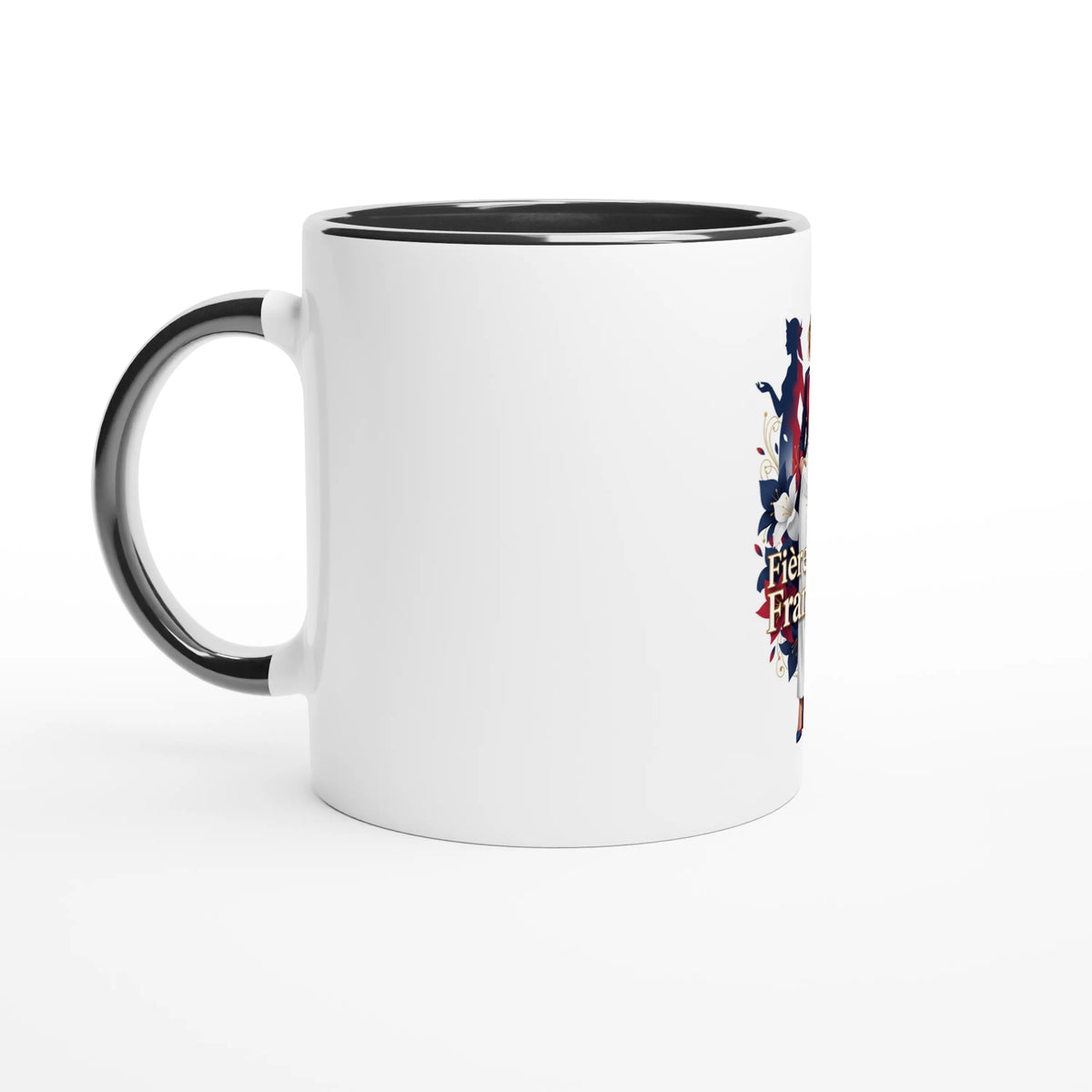 Mug  fière d'être française  en céramique blanche 325 ml (11 oz) avec intérieur coloré