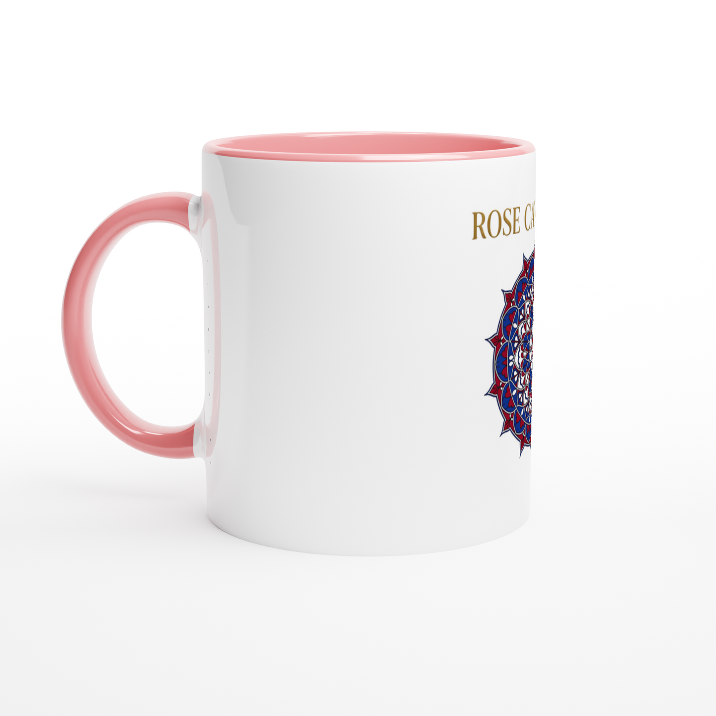 Mug en céramique rose cathédrale  blanche 325 ml (11 oz) avec intérieur coloré