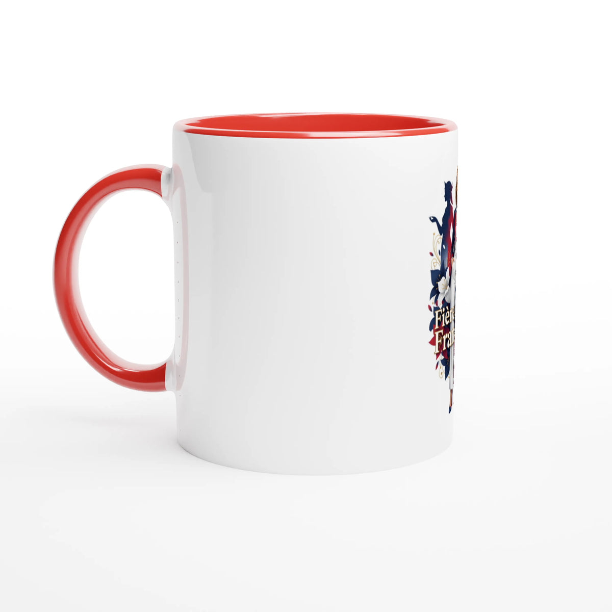 Mug  fière d'être française  en céramique blanche 325 ml (11 oz) avec intérieur coloré