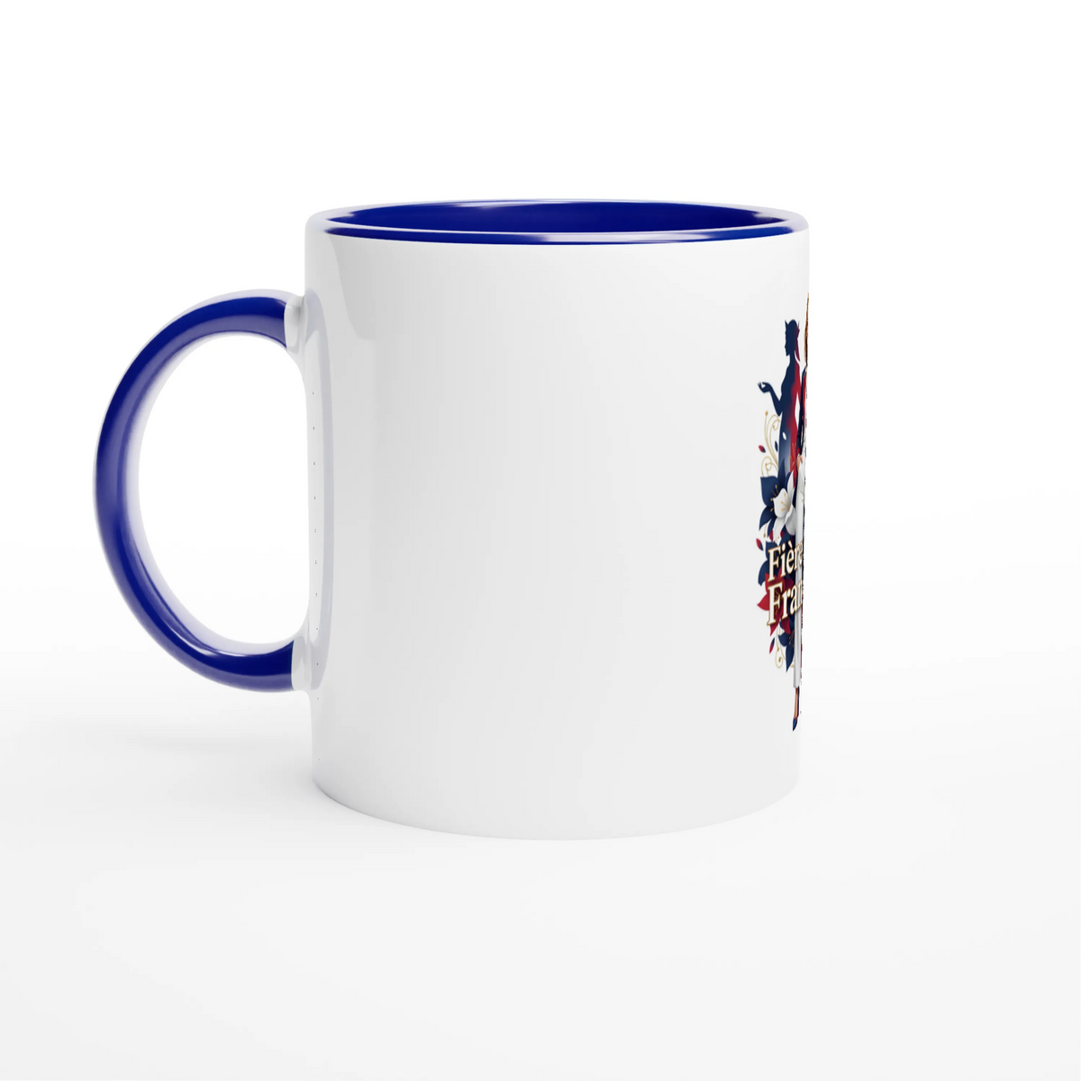 Mug  fière d'être française  en céramique blanche 325 ml (11 oz) avec intérieur coloré