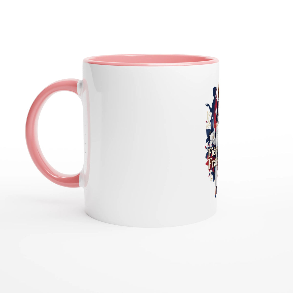 Mug  fière d'être française  en céramique blanche 325 ml (11 oz) avec intérieur coloré