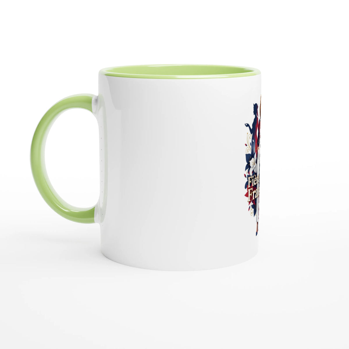Mug  fière d'être française  en céramique blanche 325 ml (11 oz) avec intérieur coloré