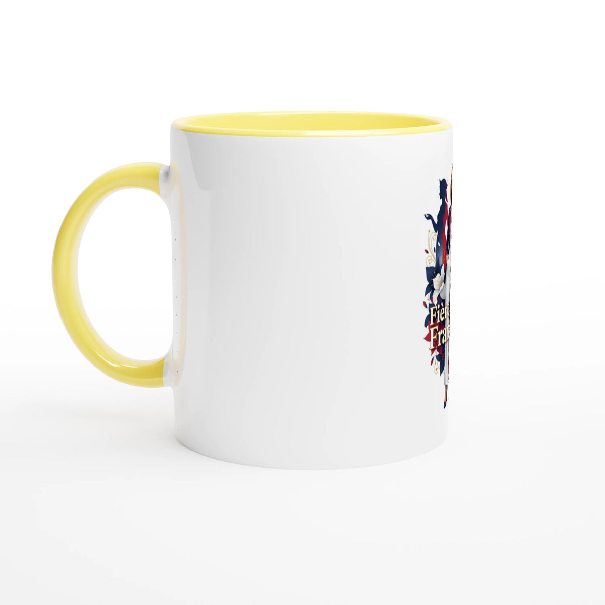 Mug  fière d'être française  en céramique blanche 325 ml (11 oz) avec intérieur coloré