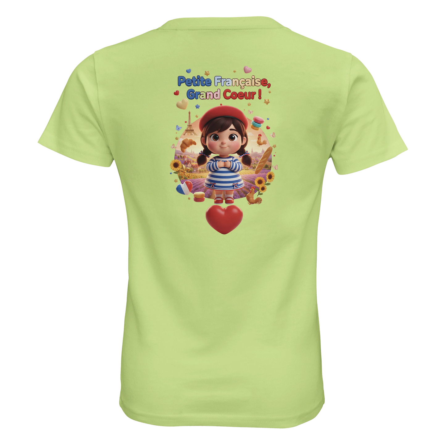 T-Shirt Fille Française au Grand Cœur – 100% Coton Bio