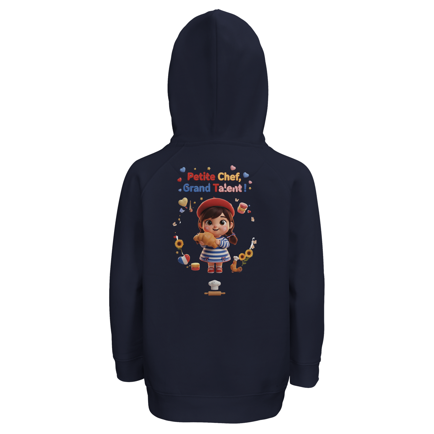 Sweat à capuche fille 'Petite Chef Grand Talent' - Coton Bio