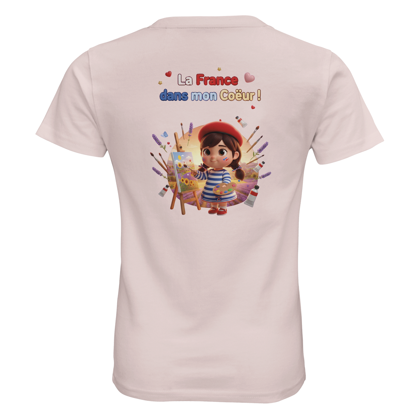 T-Shirt fille  La France Dans Mon Cœur – Coton Bio Premium