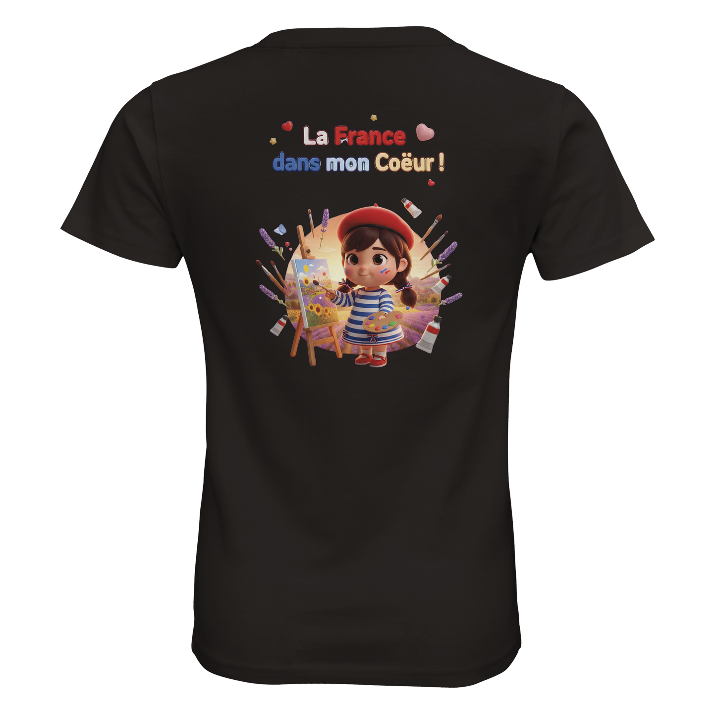 T-Shirt fille  La France Dans Mon Cœur – Coton Bio Premium