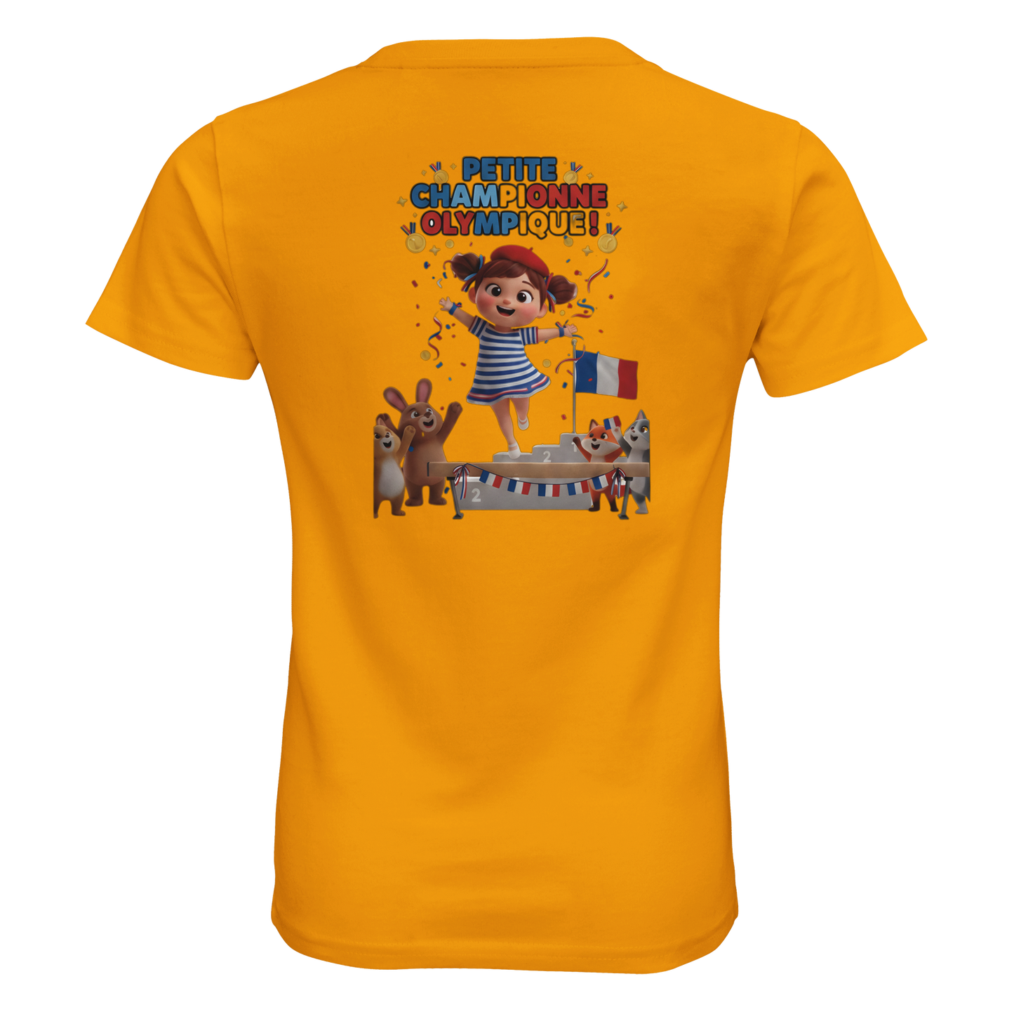 T-Shirt Fille Petite Championne Olympique – Coton Bio Premium