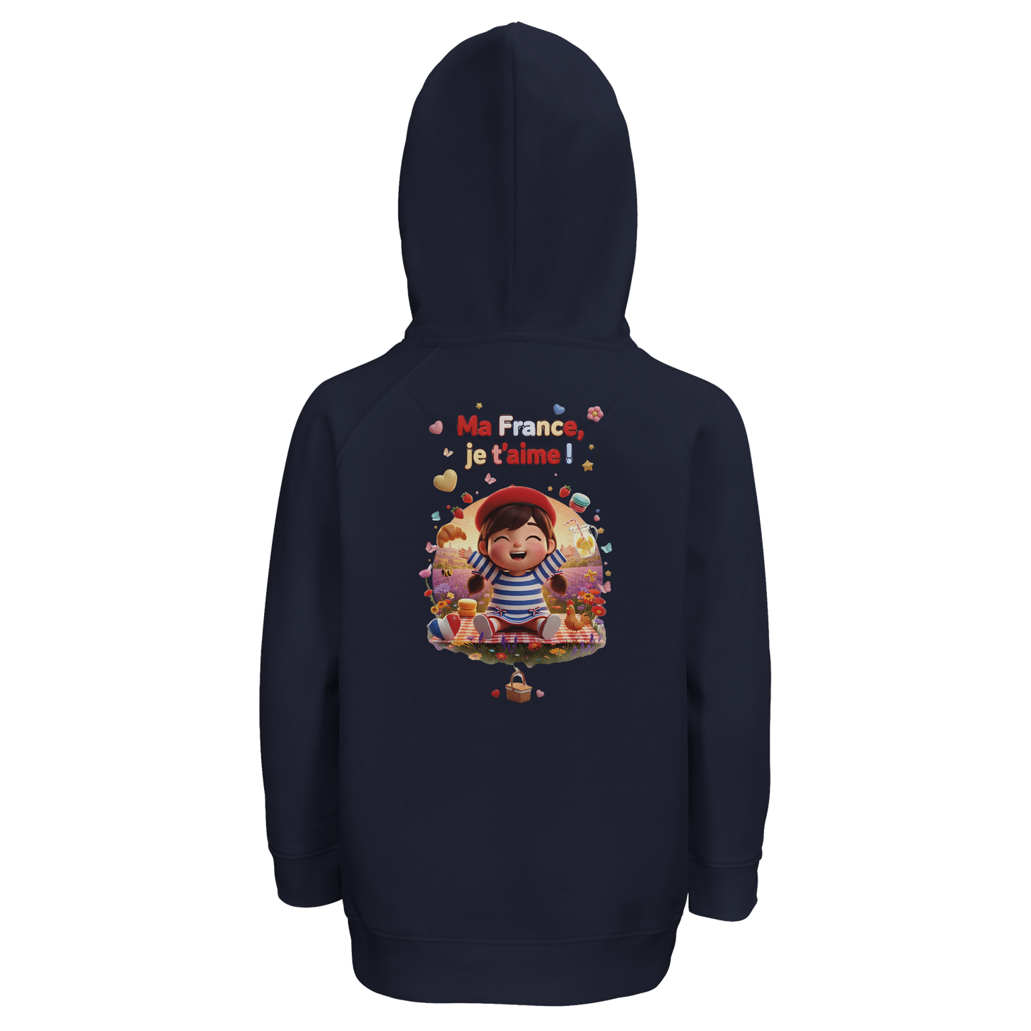 Sweat à capuche fille- Collection France "Ma France je t'aime" - Coton Bio