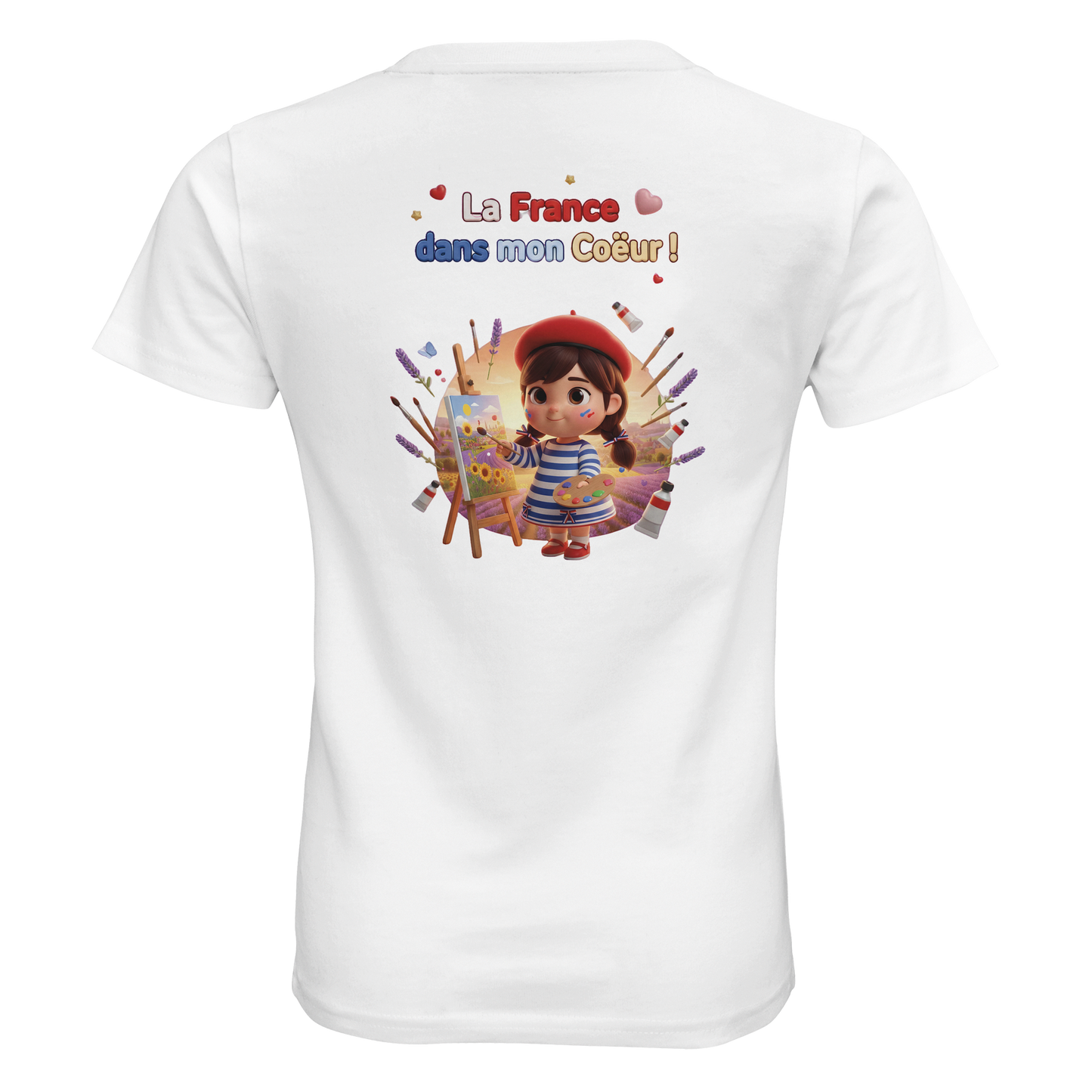 T-Shirt fille  La France Dans Mon Cœur – Coton Bio Premium