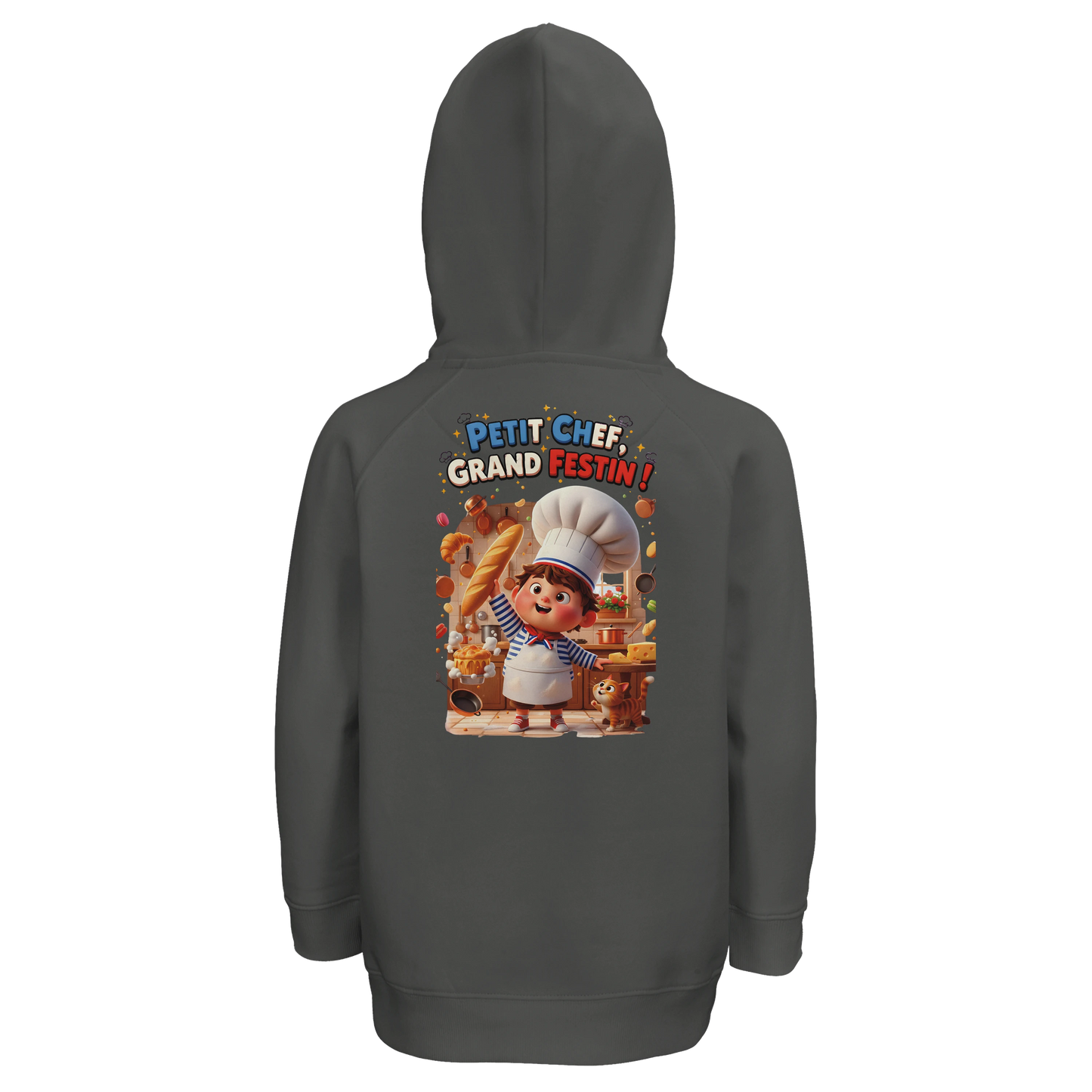 Sweat à Capuche Enfant - Design Petit Chef Grand Festin - Coton Bio