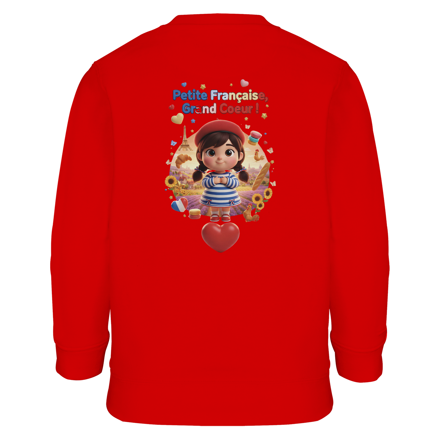 Sweat-shirt Fille 'Petite Française Grand Cœur' - Coton Bio & Recyclé