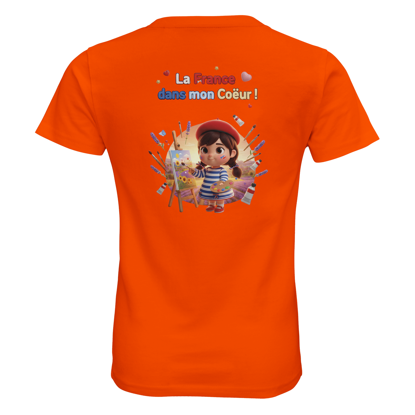 T-Shirt fille  La France Dans Mon Cœur – Coton Bio Premium