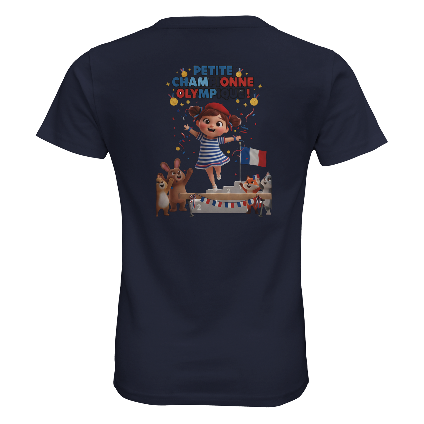 T-Shirt Fille Petite Championne Olympique – Coton Bio Premium