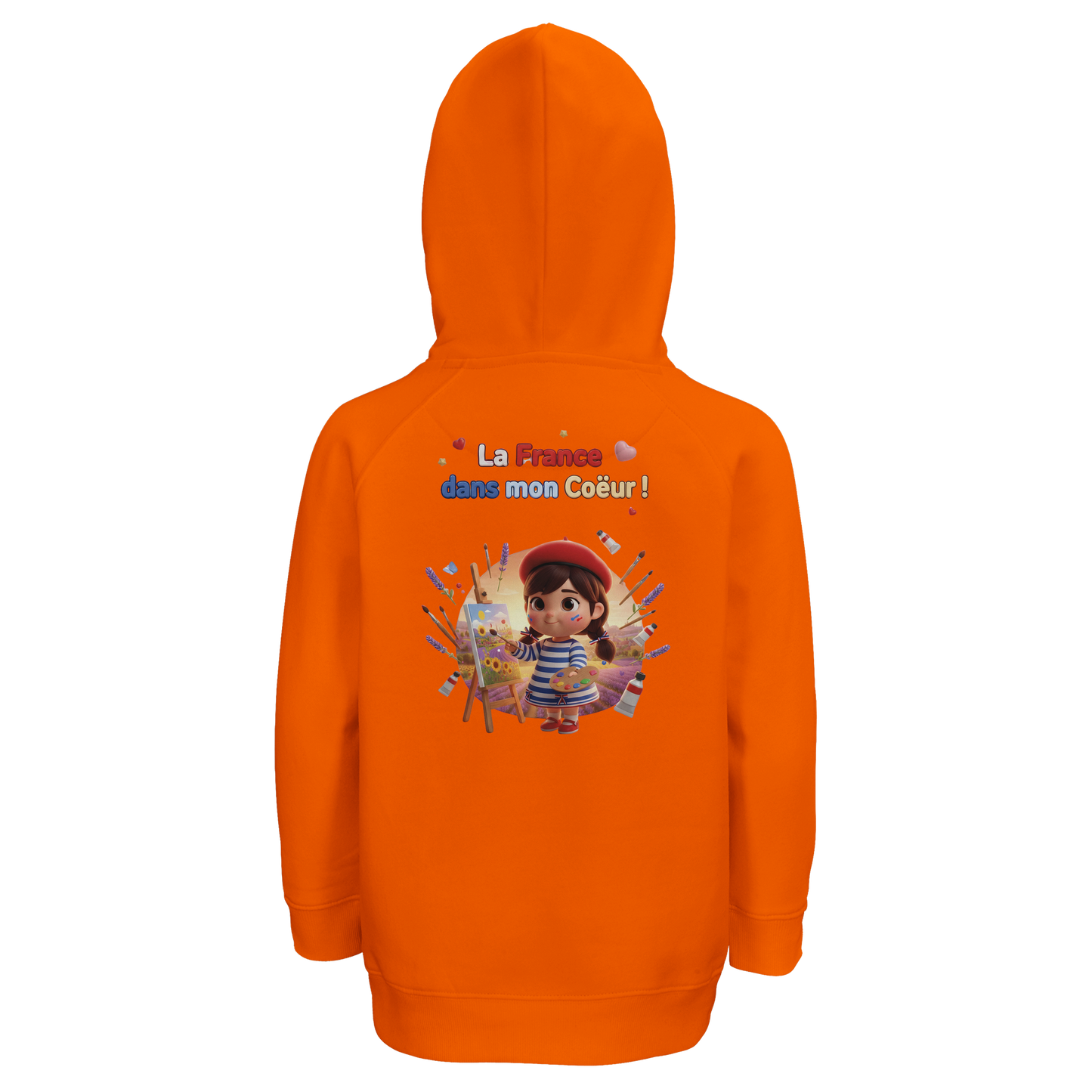 Sweat à Capuche fille- Design La France dans mon Cœur - Coton Bio