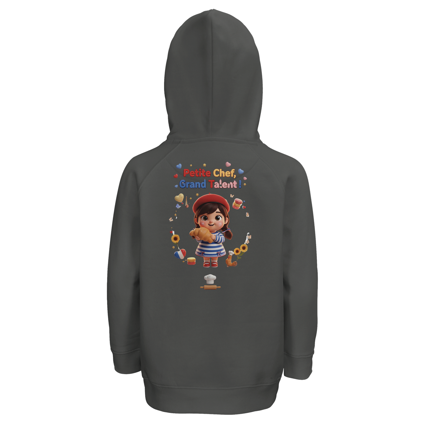 Sweat à capuche fille 'Petite Chef Grand Talent' - Coton Bio