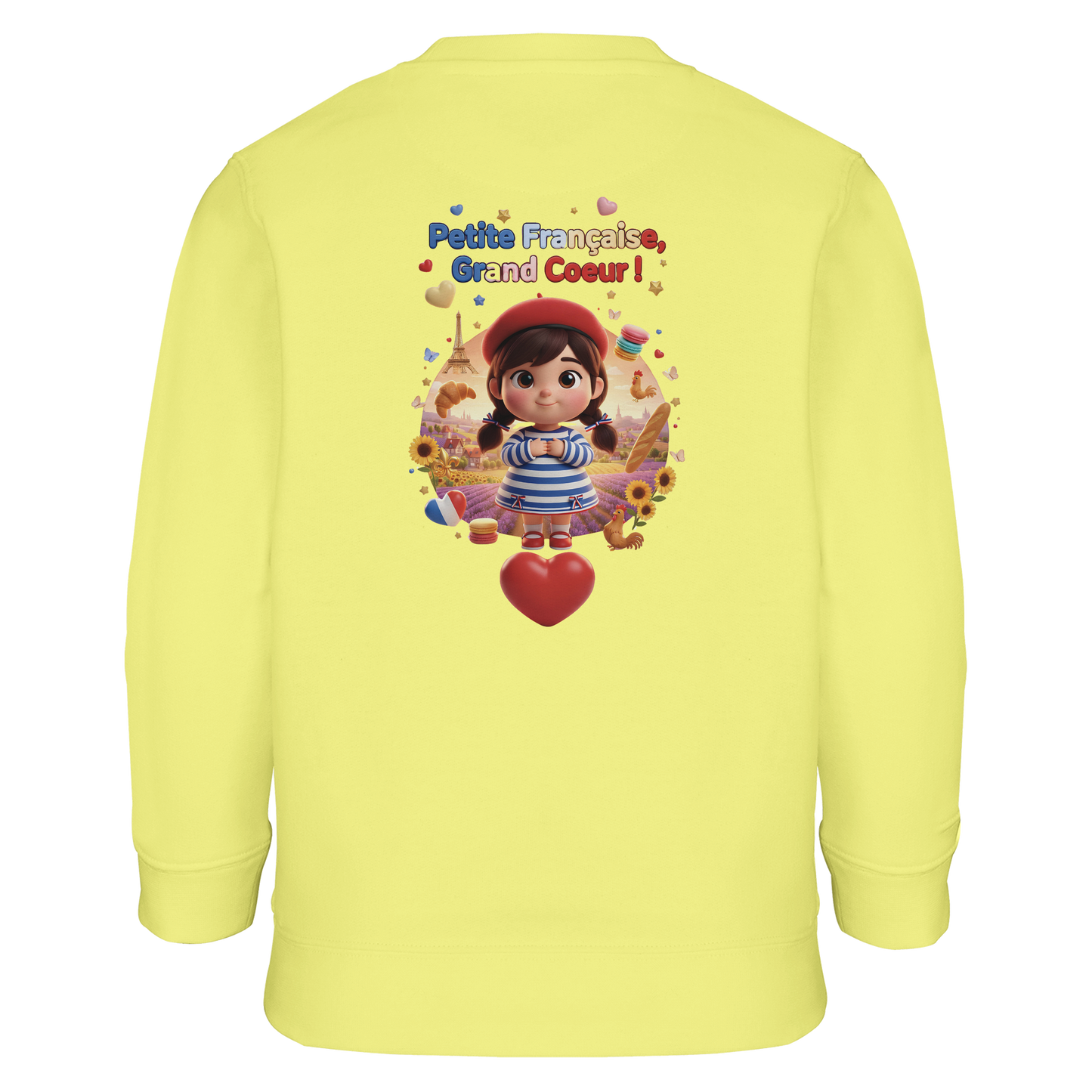 Sweat-shirt Fille 'Petite Française Grand Cœur' - Coton Bio & Recyclé