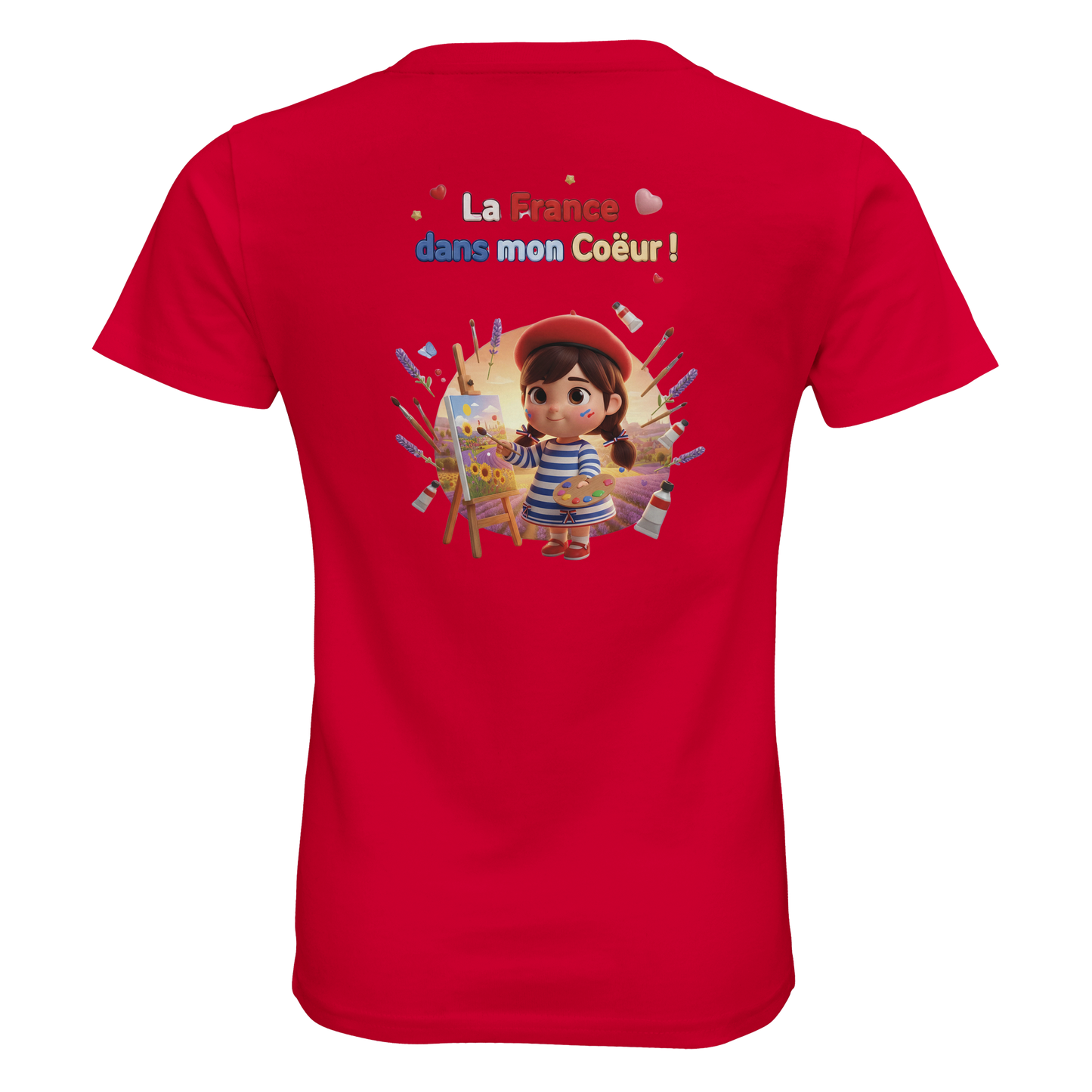 T-Shirt fille  La France Dans Mon Cœur – Coton Bio Premium