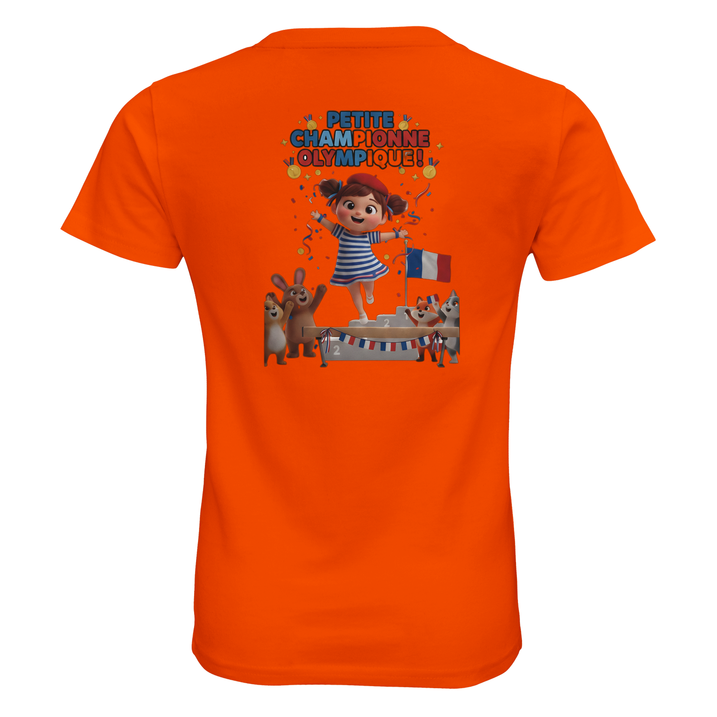 T-Shirt Fille Petite Championne Olympique – Coton Bio Premium