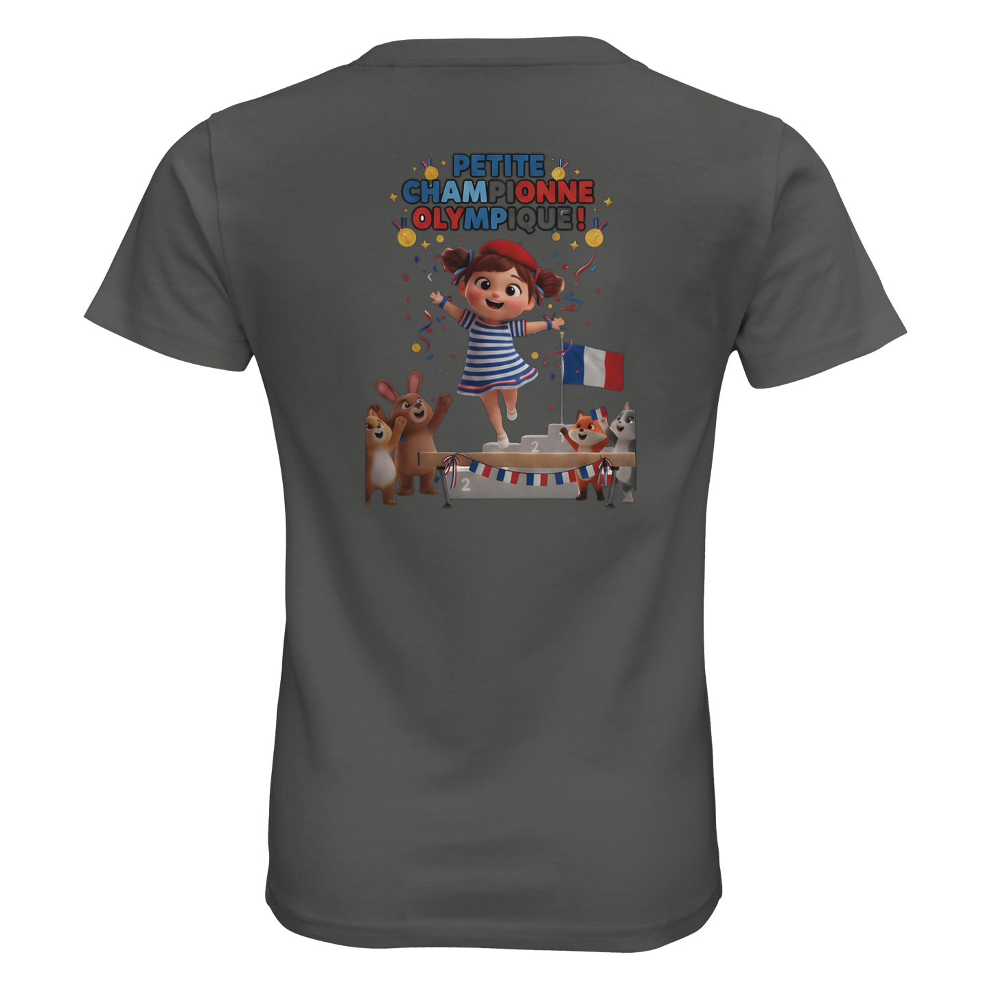 T-Shirt Fille Petite Championne Olympique – Coton Bio Premium