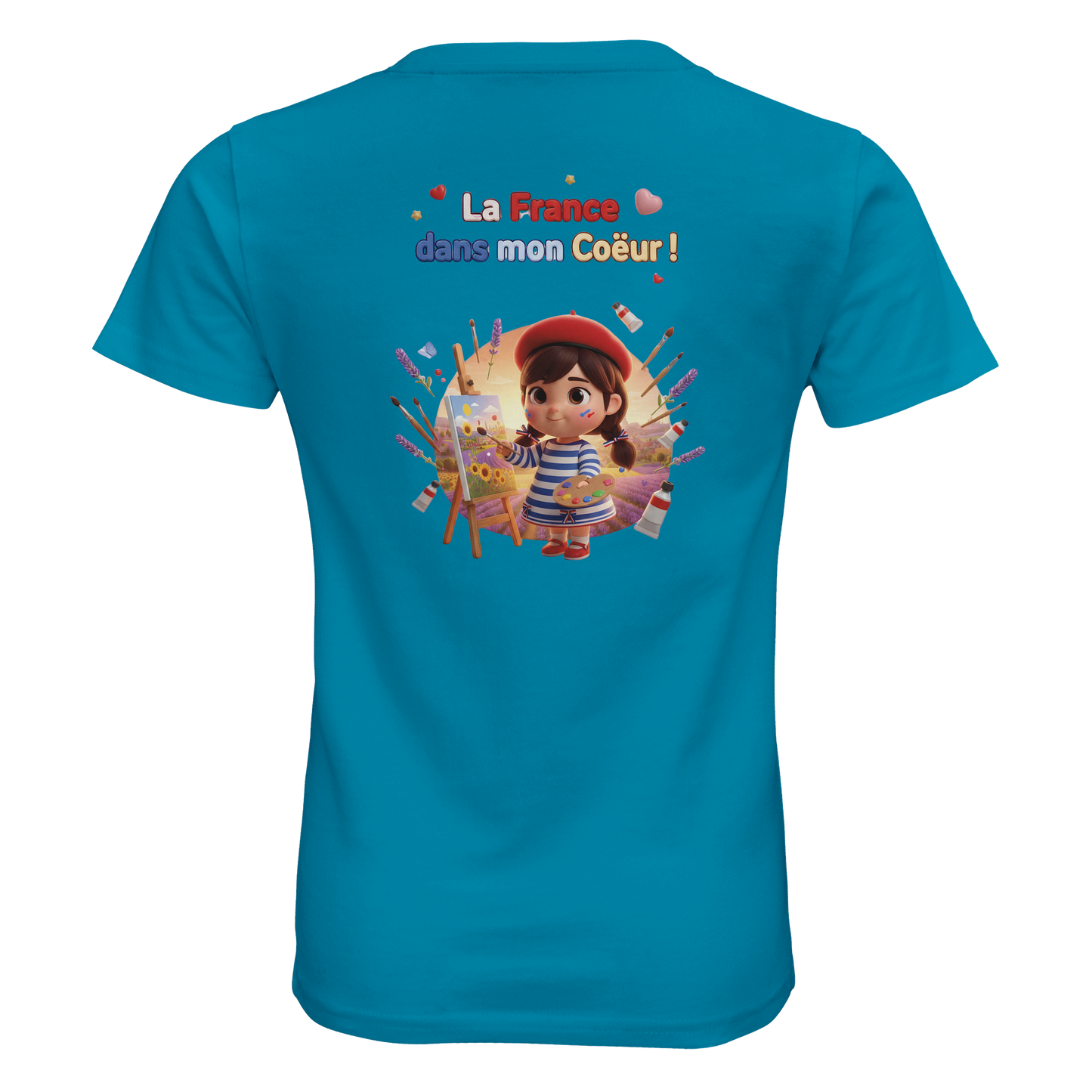 T-Shirt fille  La France Dans Mon Cœur – Coton Bio Premium