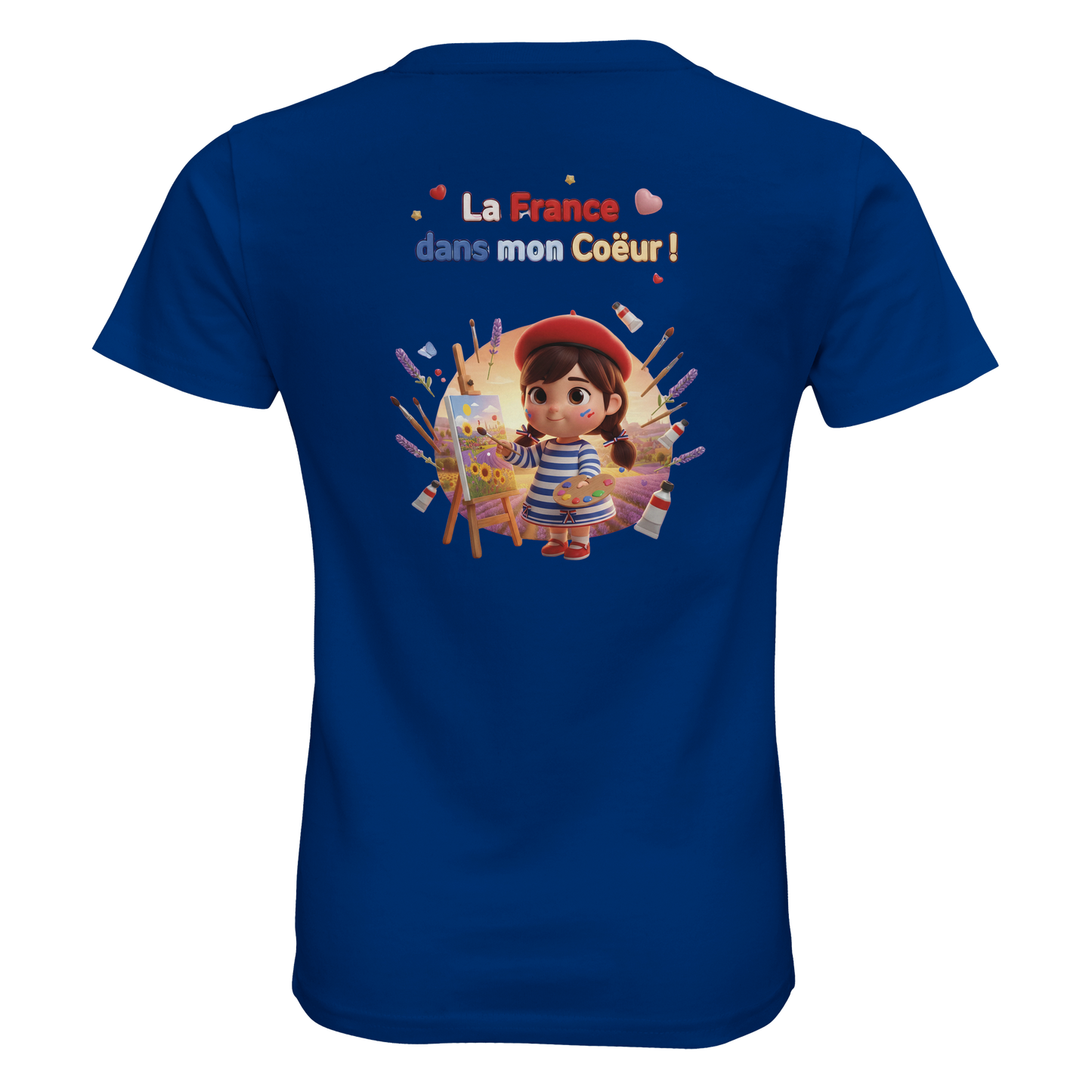 T-Shirt fille  La France Dans Mon Cœur – Coton Bio Premium