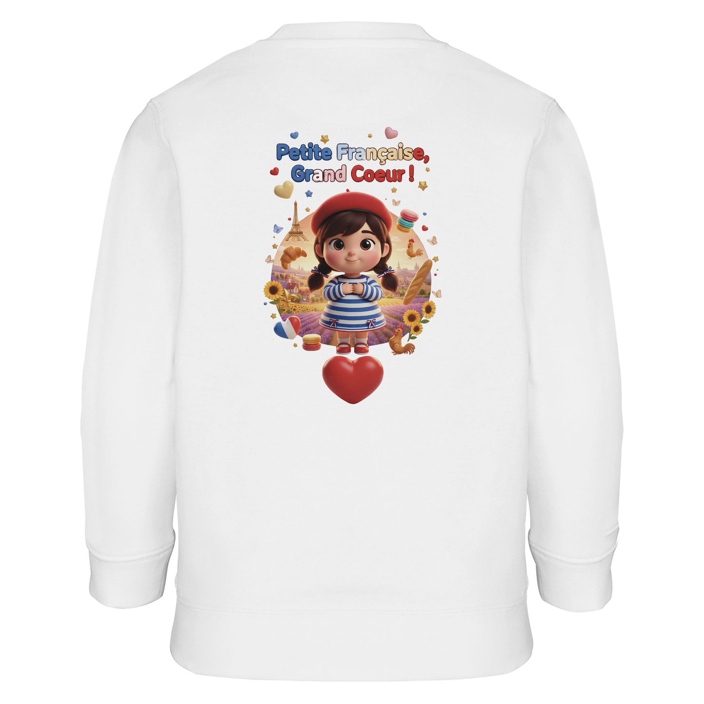 Sweat-shirt Fille 'Petite Française Grand Cœur' - Coton Bio & Recyclé