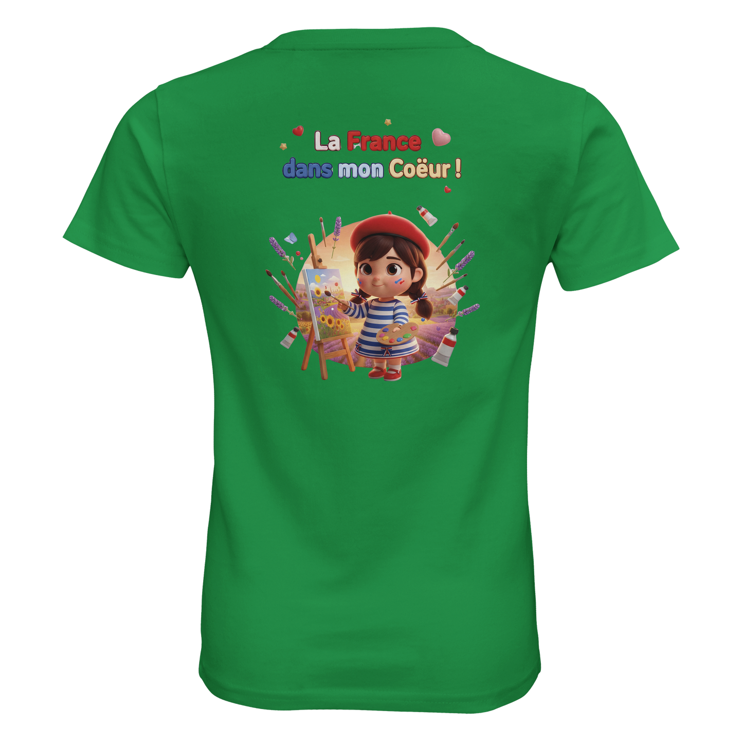 T-Shirt fille  La France Dans Mon Cœur – Coton Bio Premium