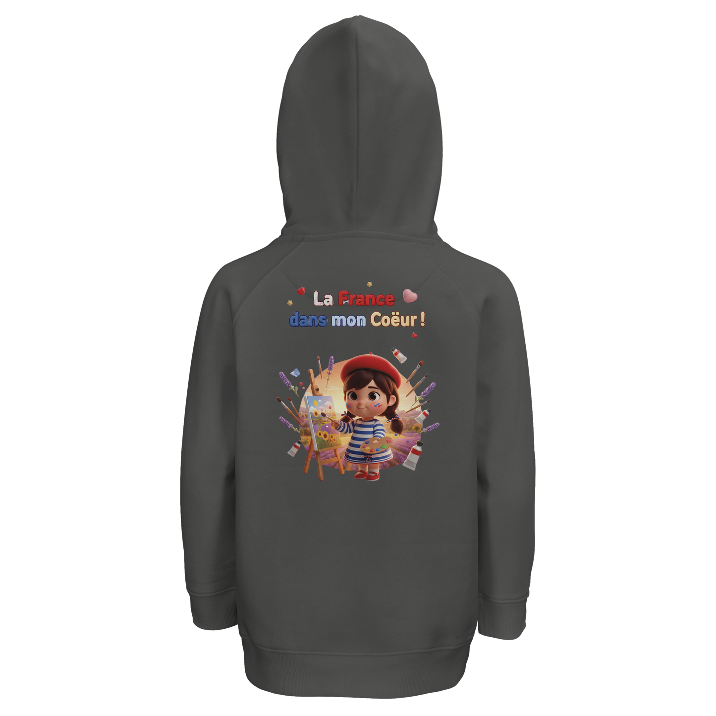 Sweat à Capuche fille- Design La France dans mon Cœur - Coton Bio
