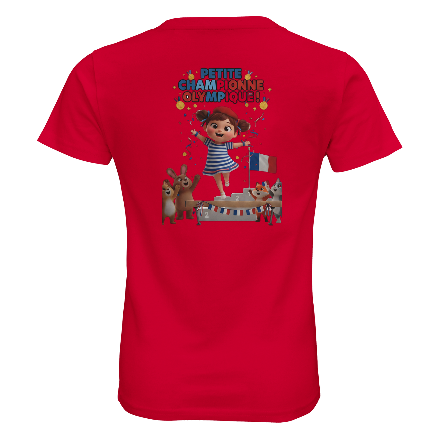 T-Shirt Fille Petite Championne Olympique – Coton Bio Premium