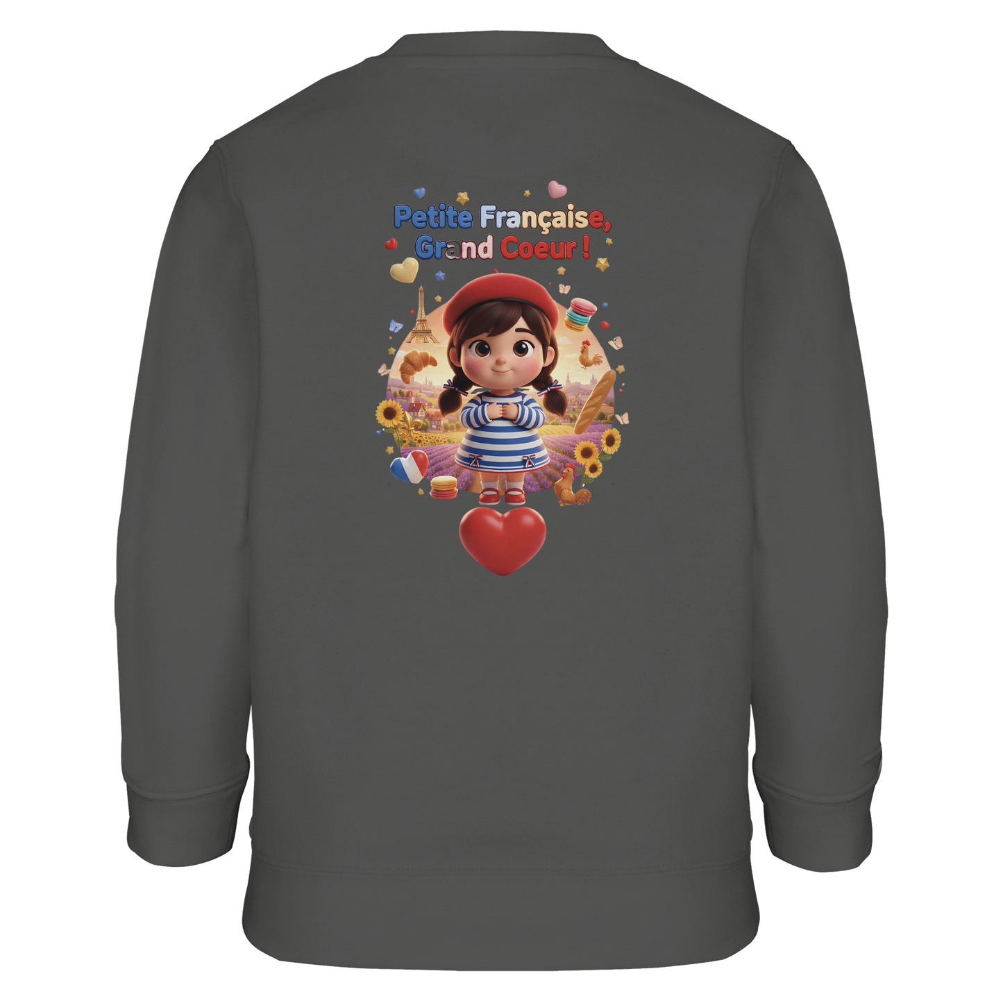 Sweat-shirt Fille 'Petite Française Grand Cœur' - Coton Bio & Recyclé