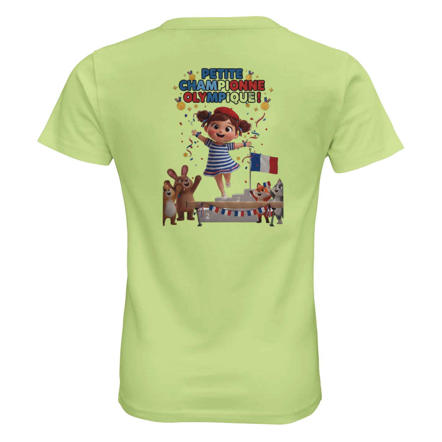 T-Shirt Fille Petite Championne Olympique – Coton Bio Premium