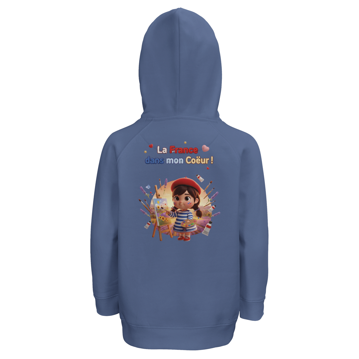 Sweat à Capuche fille- Design La France dans mon Cœur - Coton Bio
